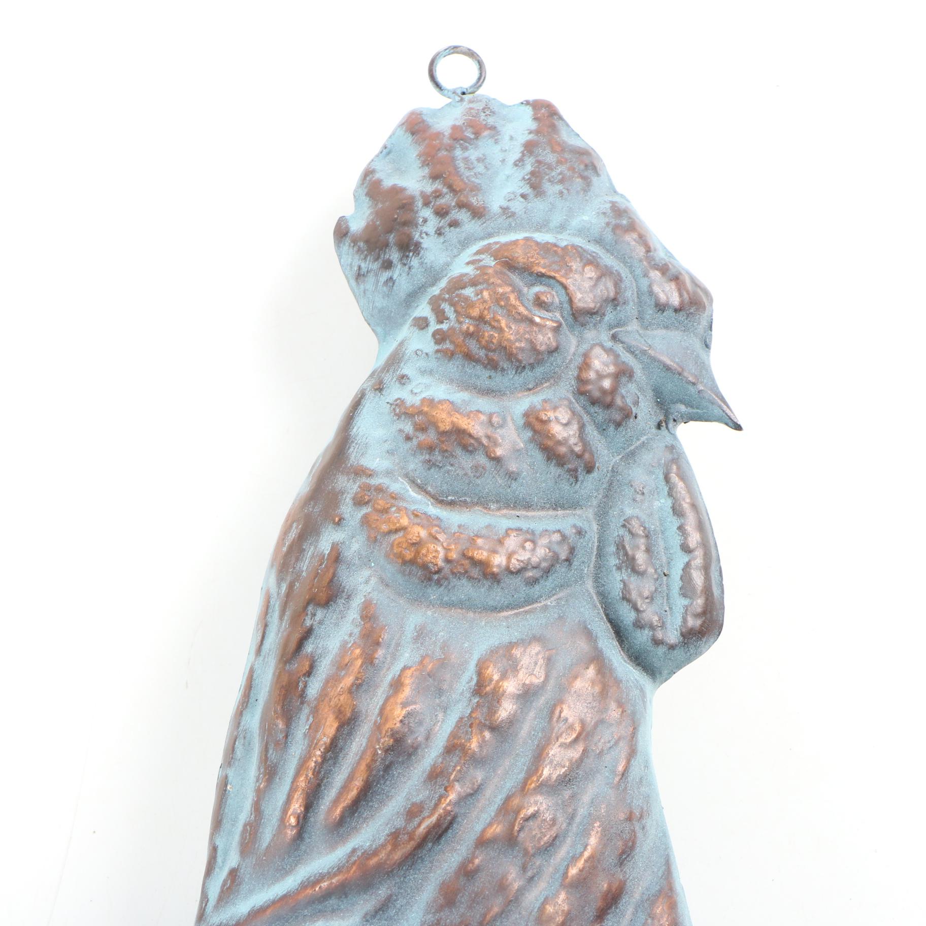 Copper Patinated Hanging Metal Rooster Wall Décor