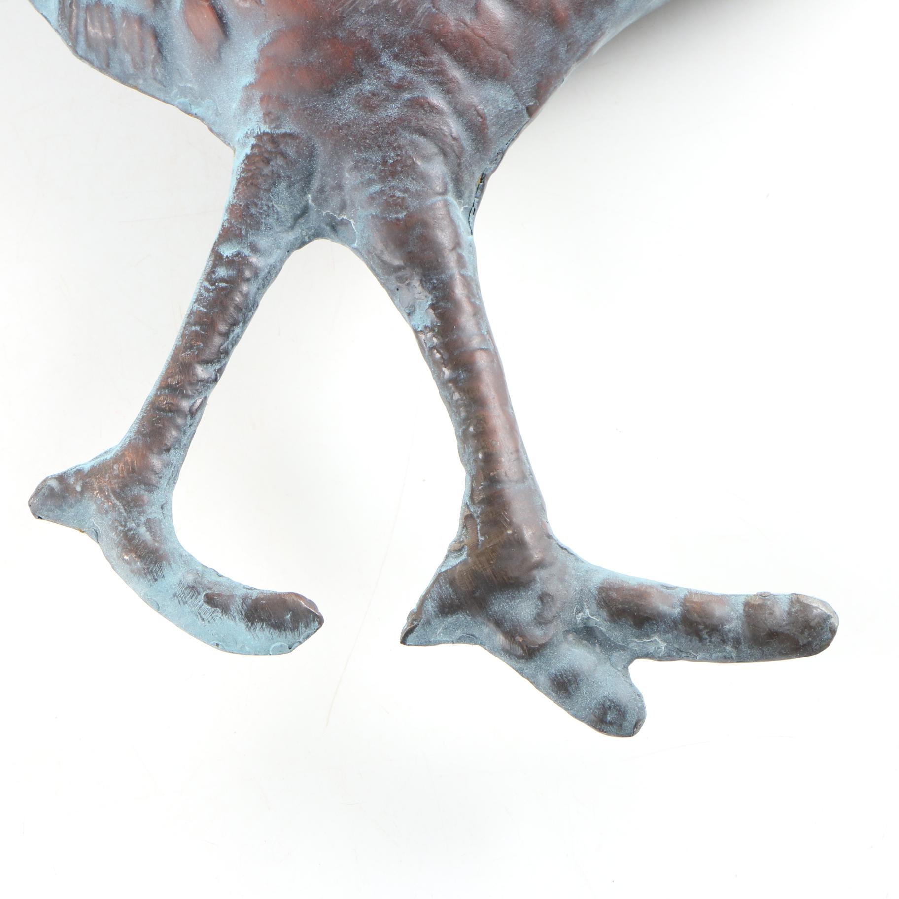 Copper Patinated Hanging Metal Rooster Wall Décor