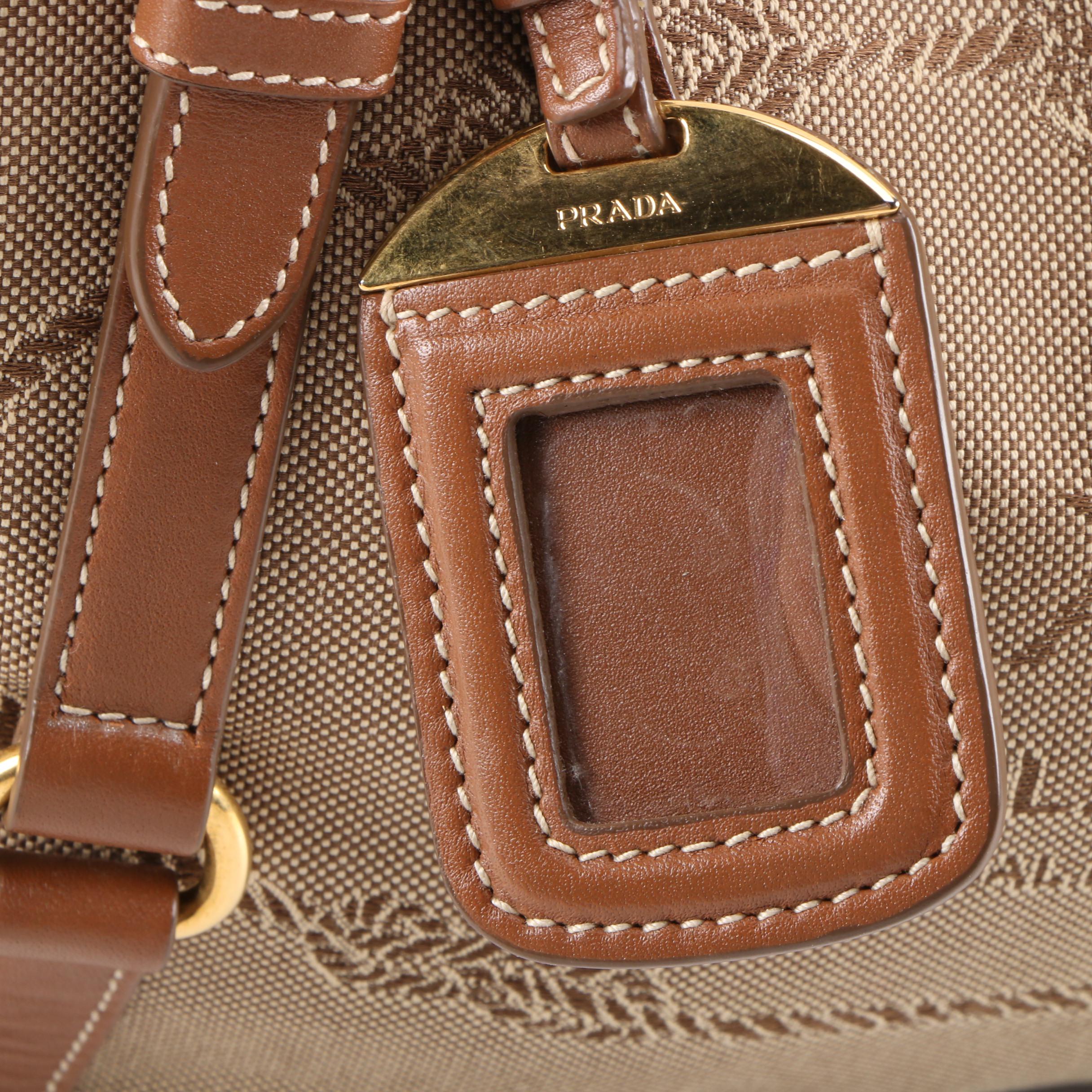 Prada Shoulder Bag in Corda Logo Jacquard and Smooth Leather