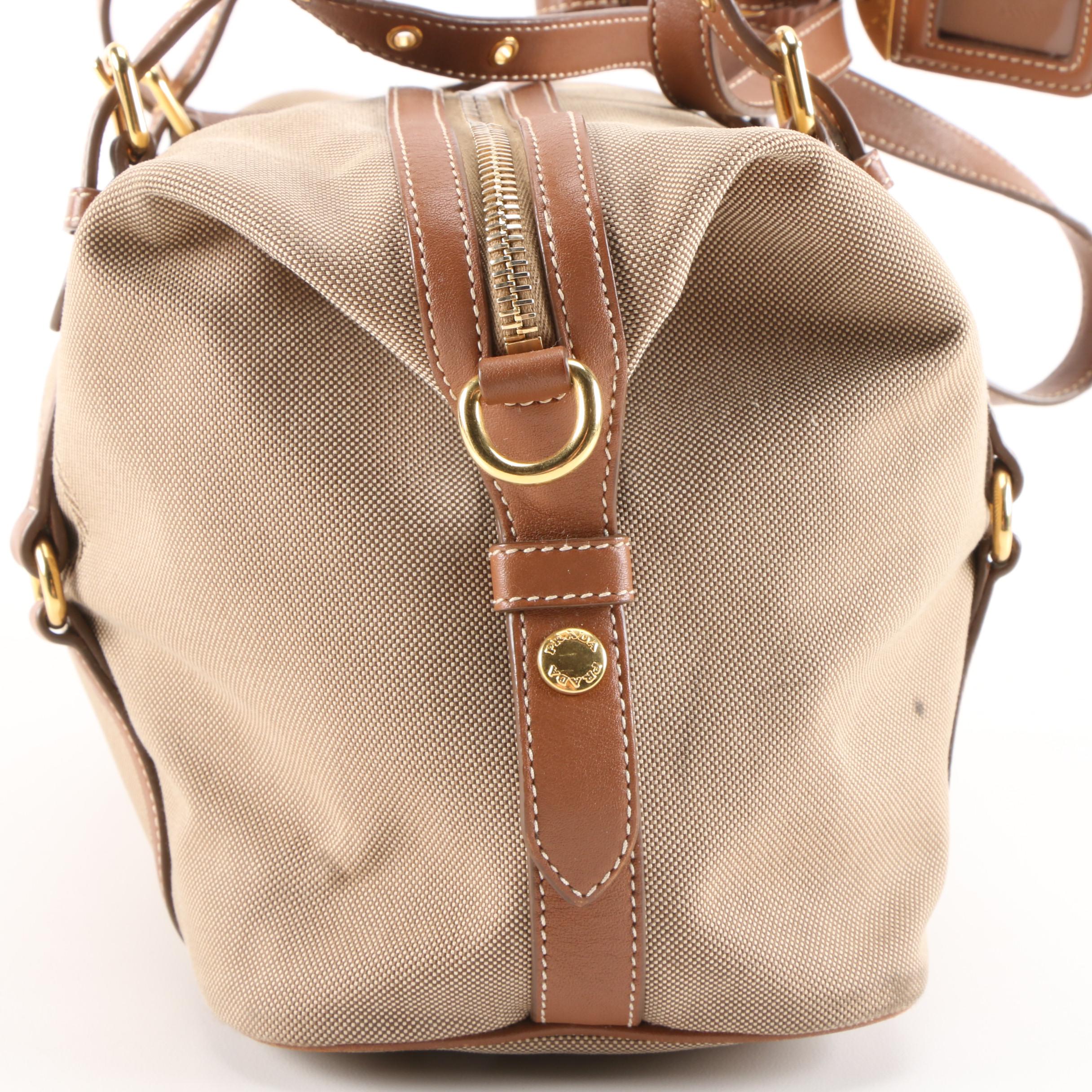 Prada Shoulder Bag in Corda Logo Jacquard and Smooth Leather