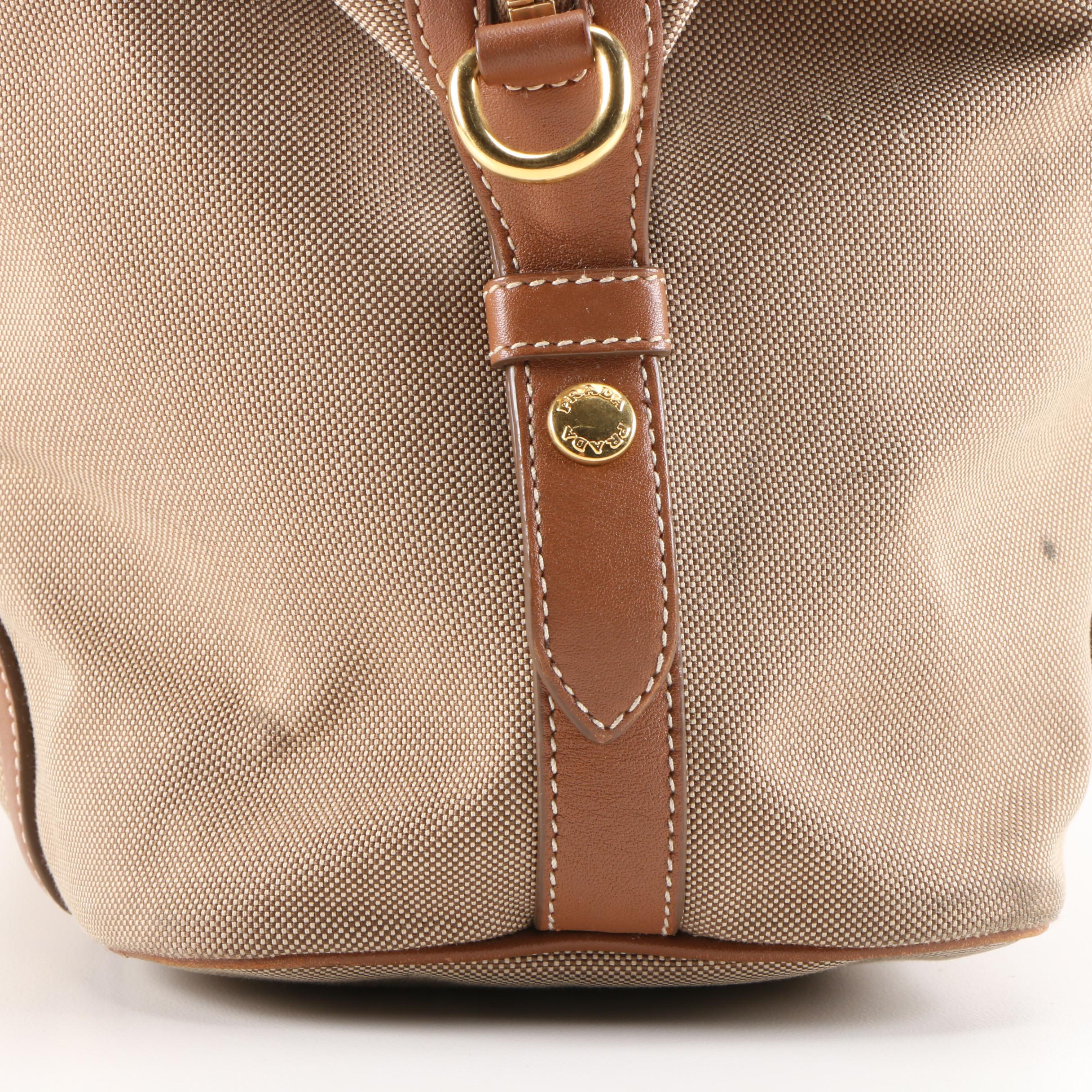 Prada Shoulder Bag in Corda Logo Jacquard and Smooth Leather