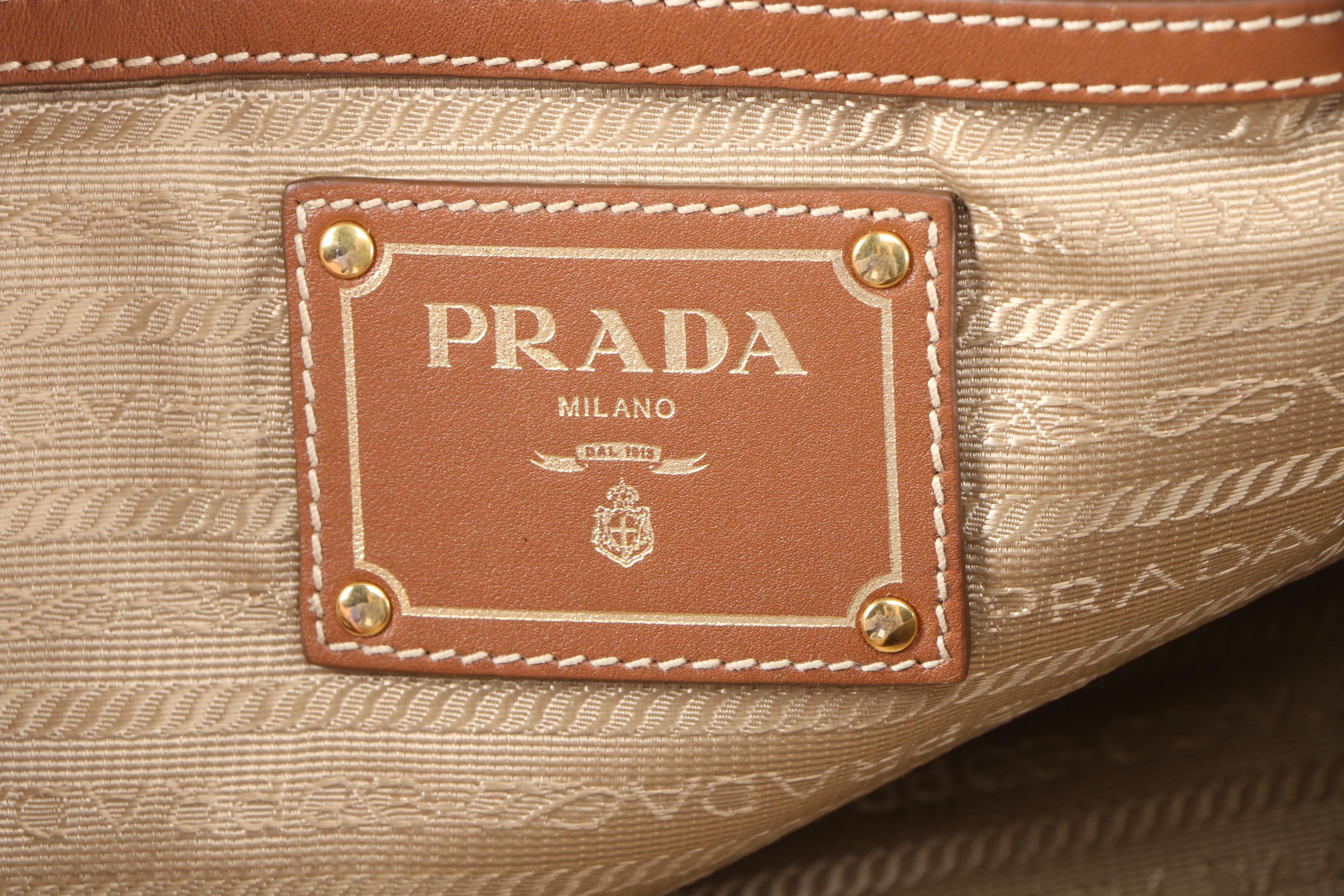 Prada Shoulder Bag in Corda Logo Jacquard and Smooth Leather