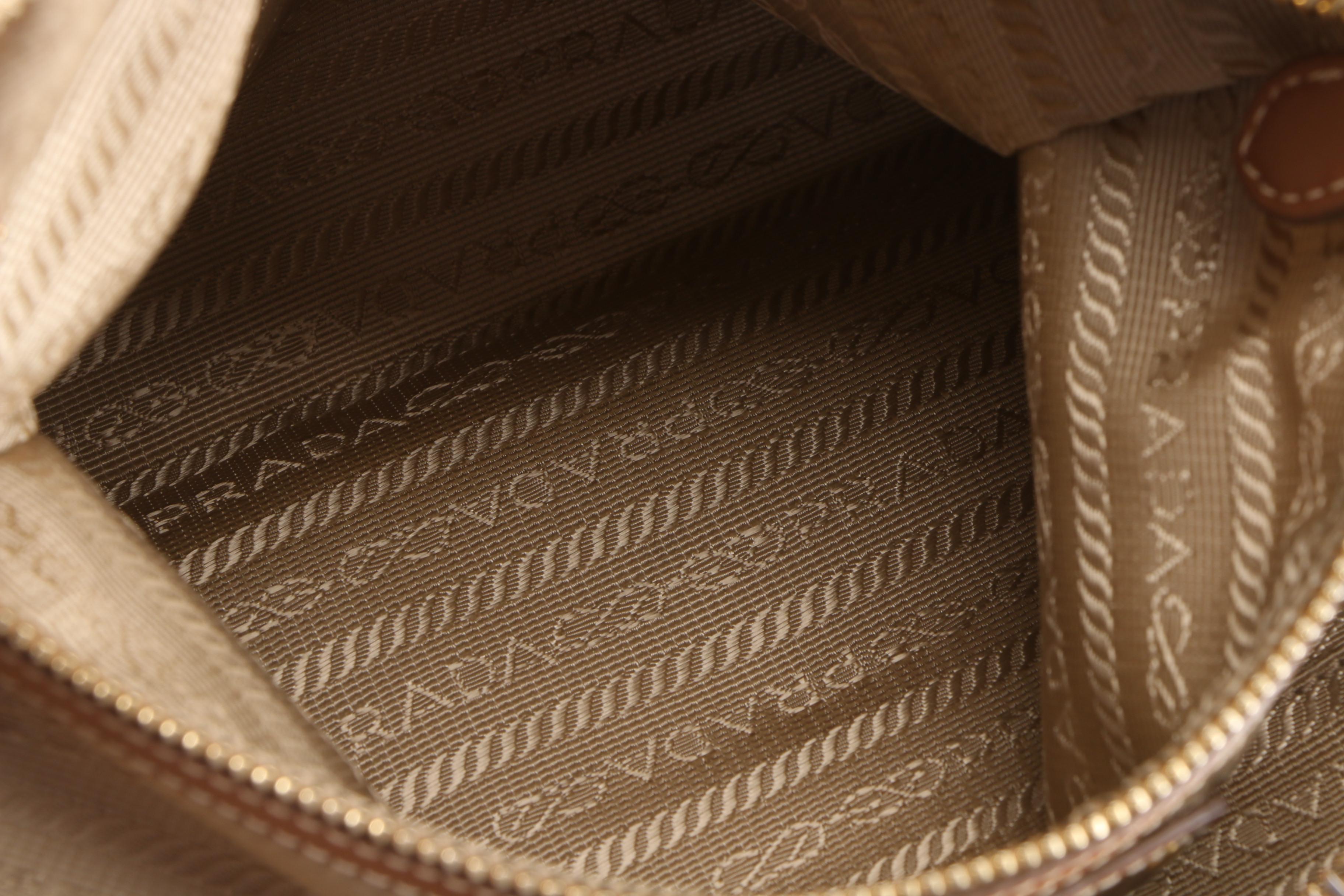 Prada Shoulder Bag in Corda Logo Jacquard and Smooth Leather