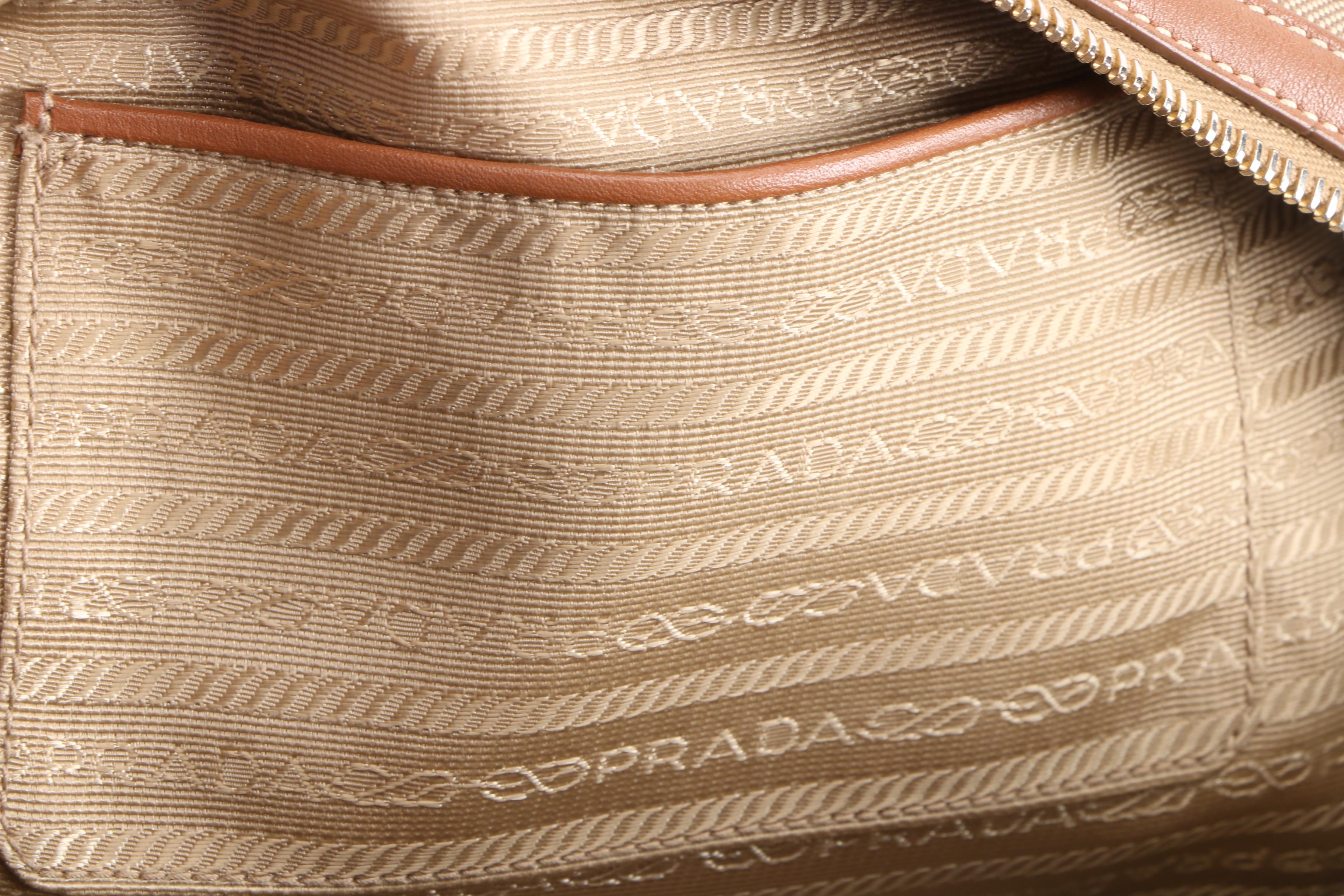 Prada Shoulder Bag in Corda Logo Jacquard and Smooth Leather