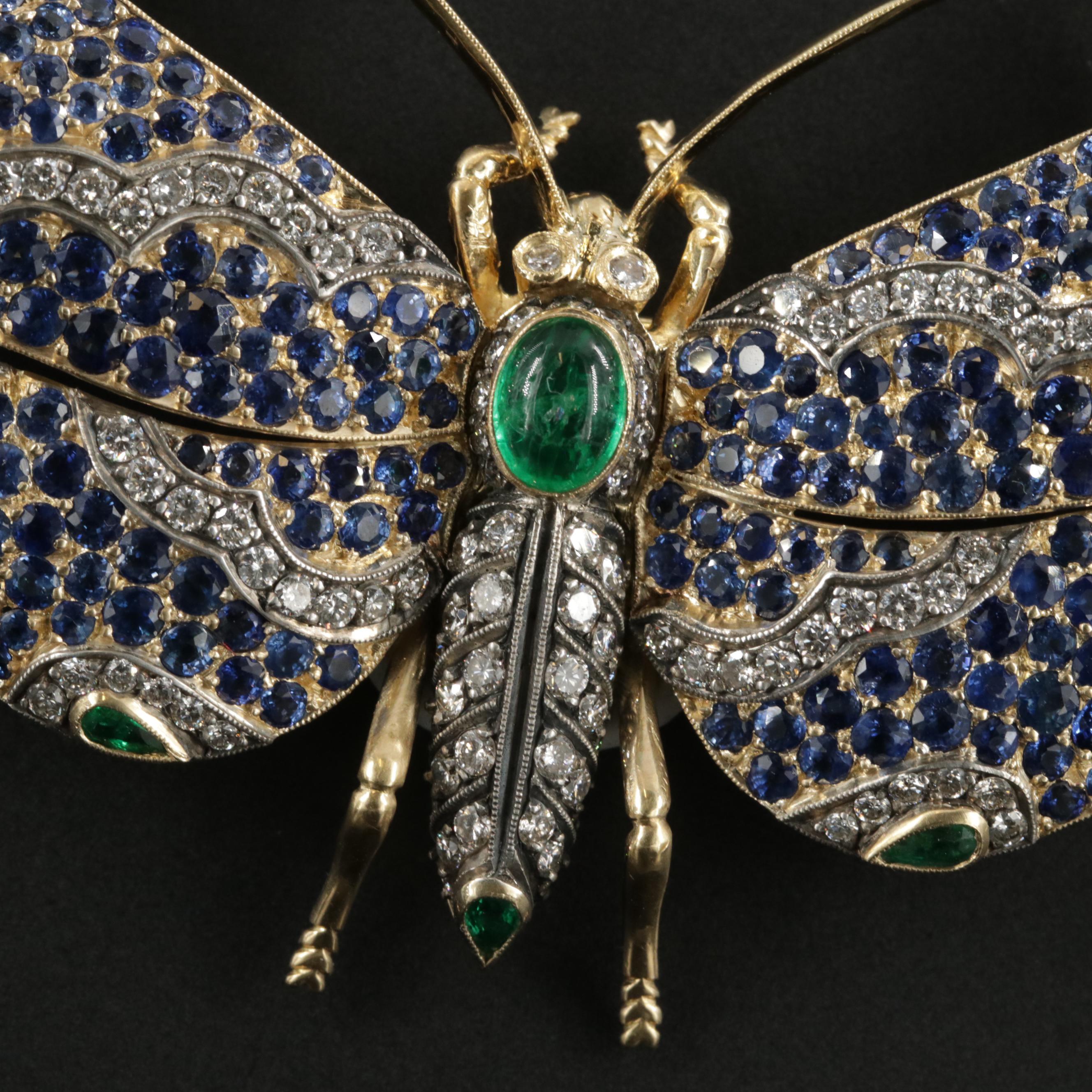 Tiffany & Co. 18K Emerald, 2.98 CTW Diamond and Sapphire Butterfly Brooch