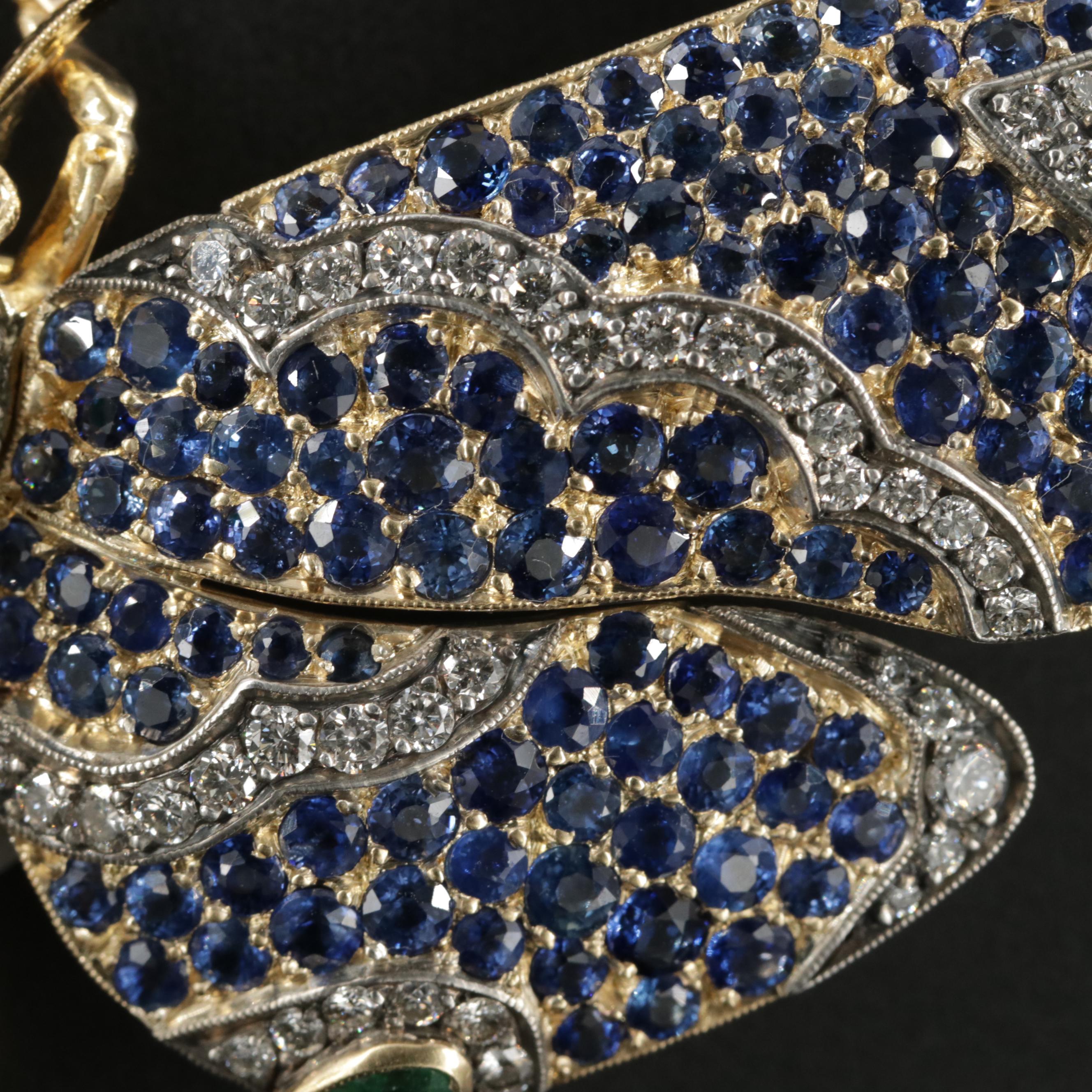 Tiffany & Co. 18K Emerald, 2.98 CTW Diamond and Sapphire Butterfly Brooch