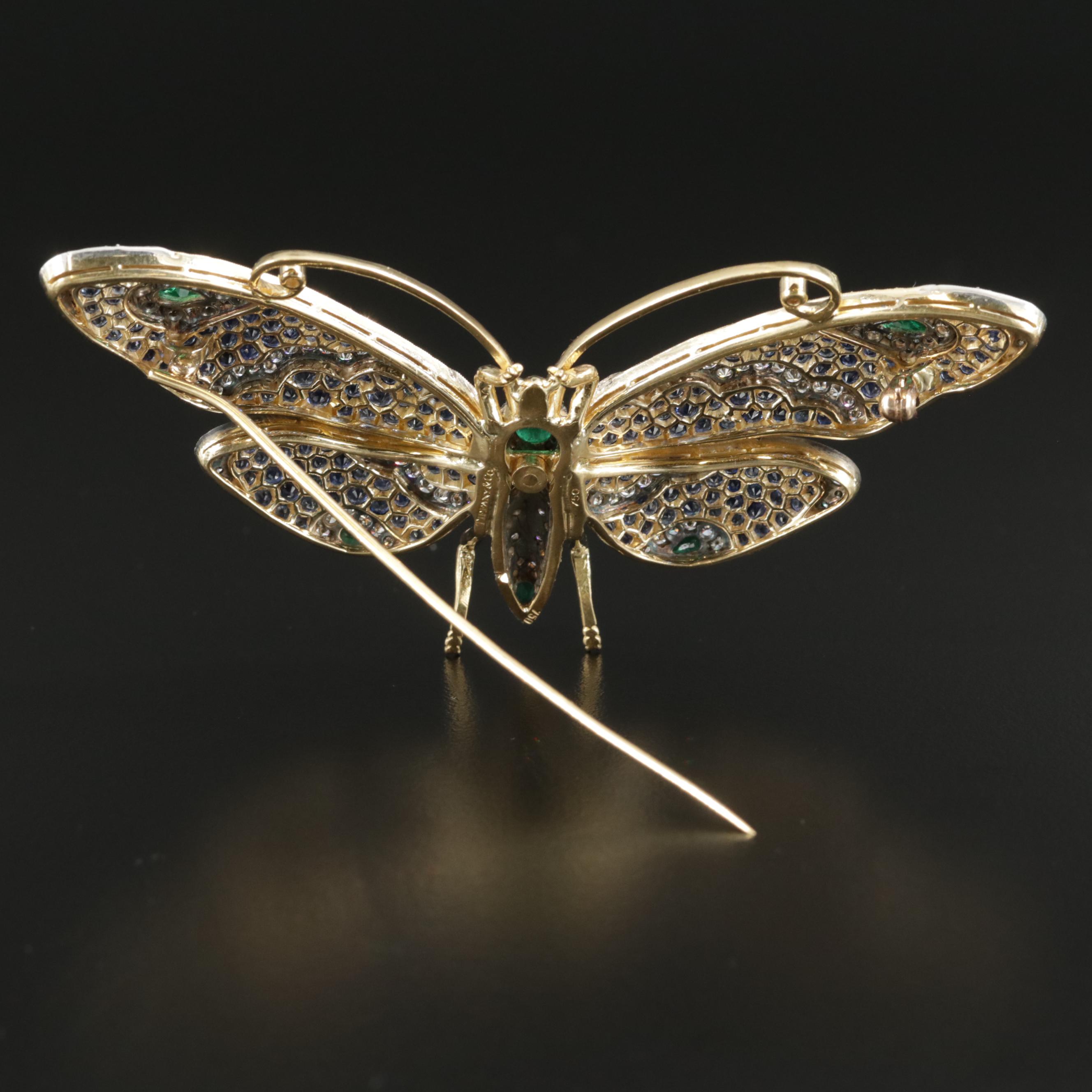Tiffany & Co. 18K Emerald, 2.98 CTW Diamond and Sapphire Butterfly Brooch