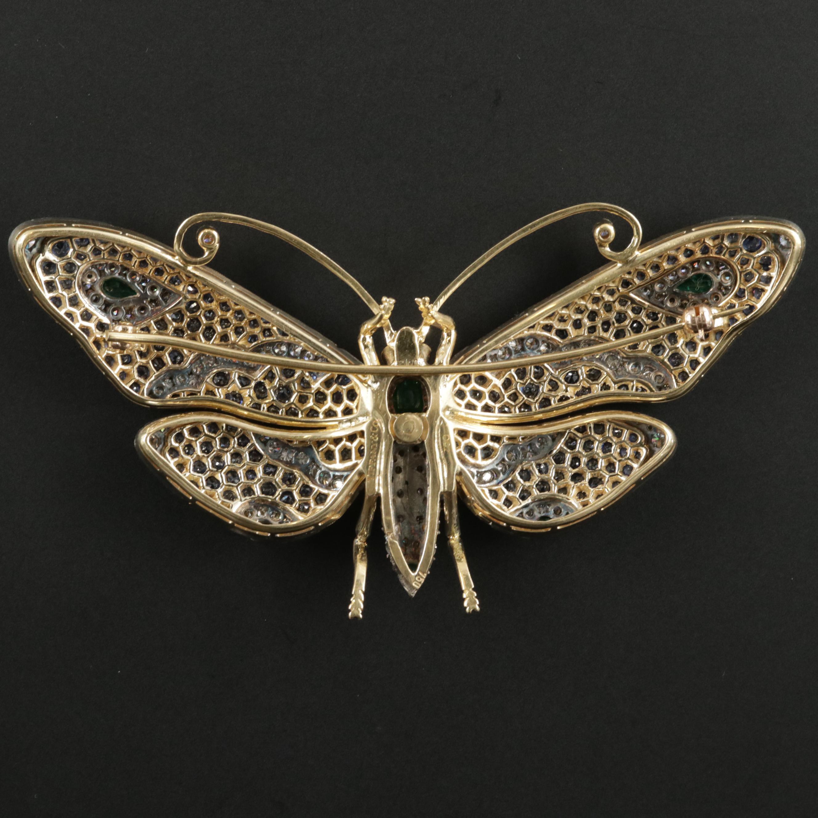 Tiffany & Co. 18K Emerald, 2.98 CTW Diamond and Sapphire Butterfly Brooch