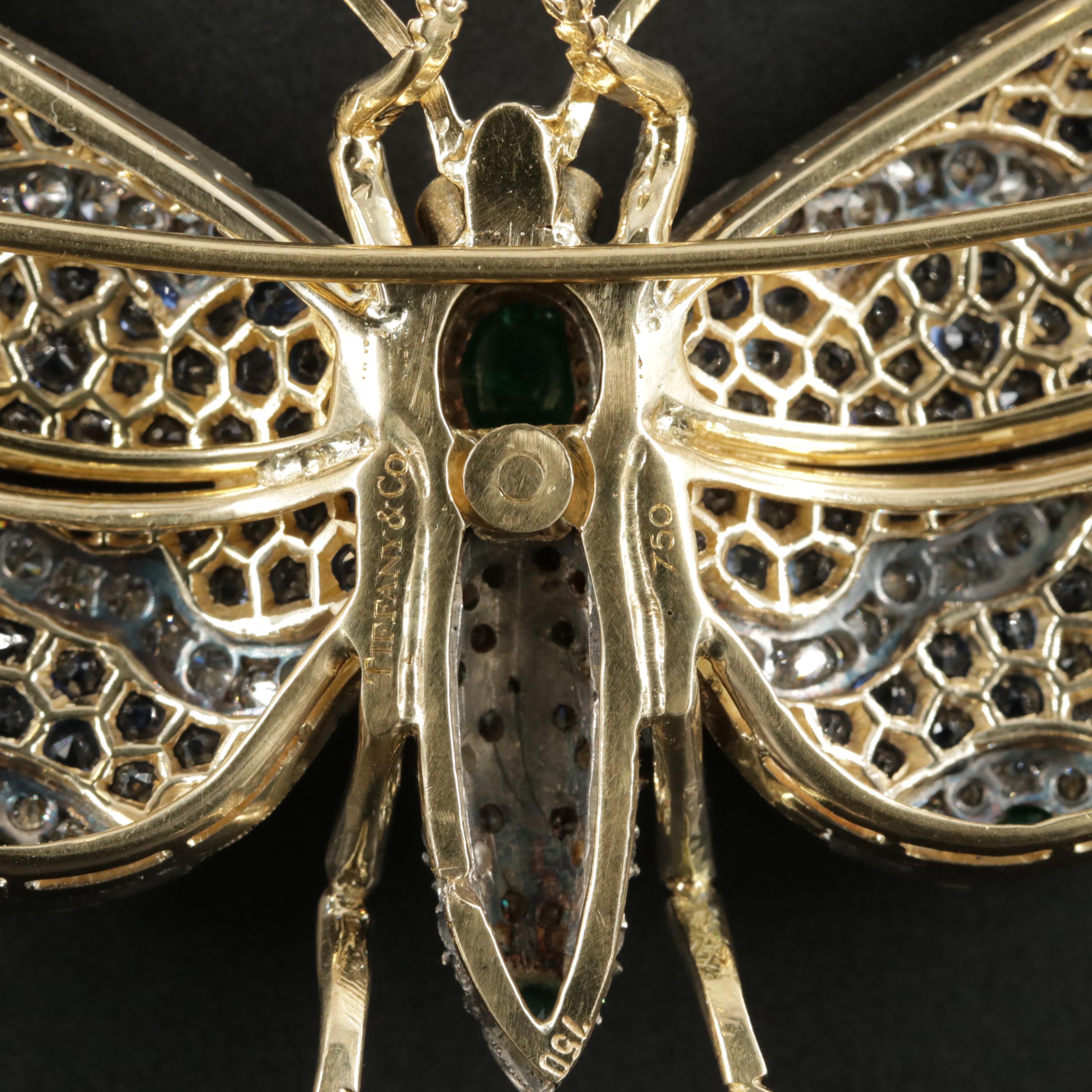 Tiffany & Co. 18K Emerald, 2.98 CTW Diamond and Sapphire Butterfly Brooch
