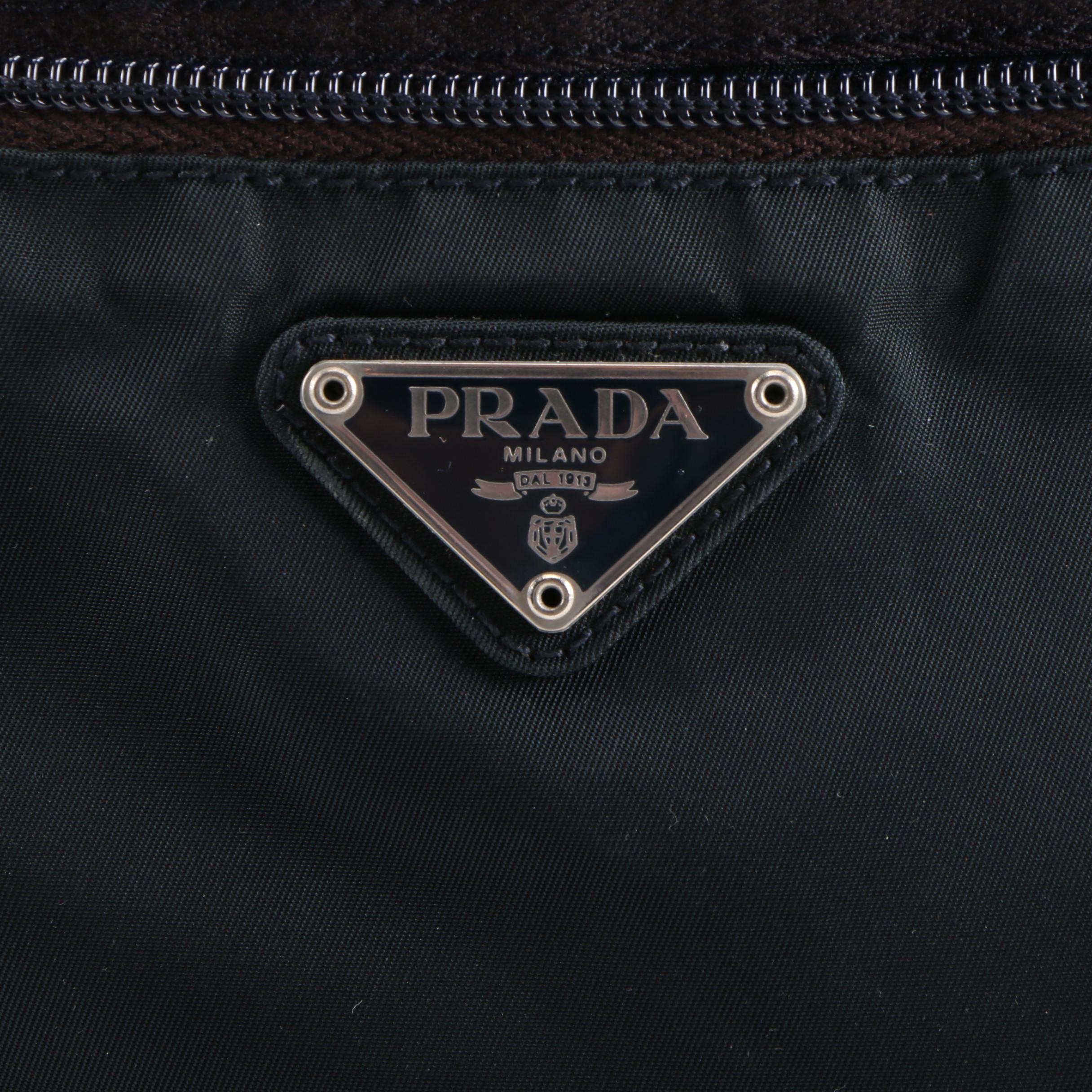 Prada Shoulder Bag in Black Tessuto Nylon and Canvas, Vintage