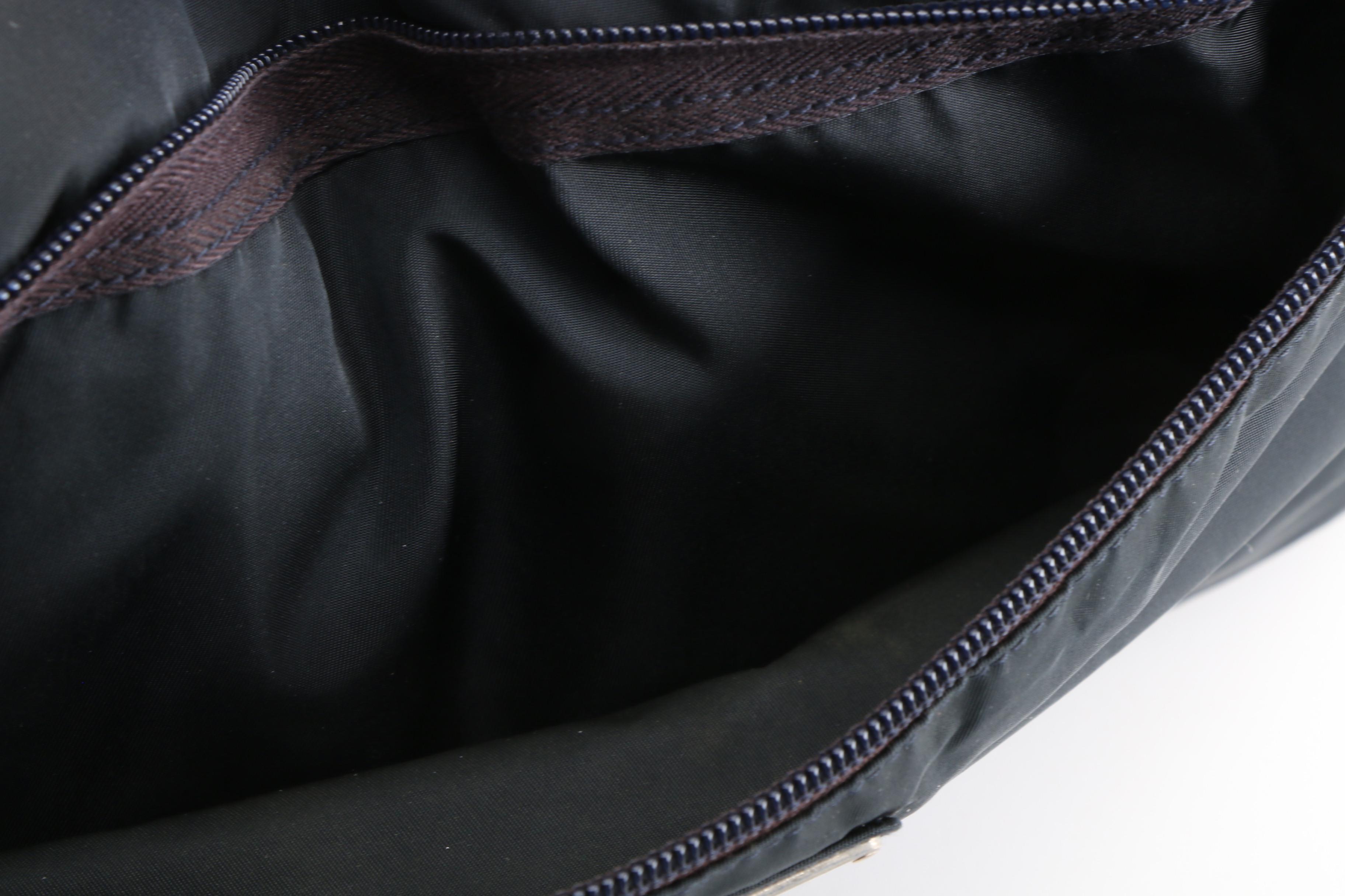 Prada Shoulder Bag in Black Tessuto Nylon and Canvas, Vintage