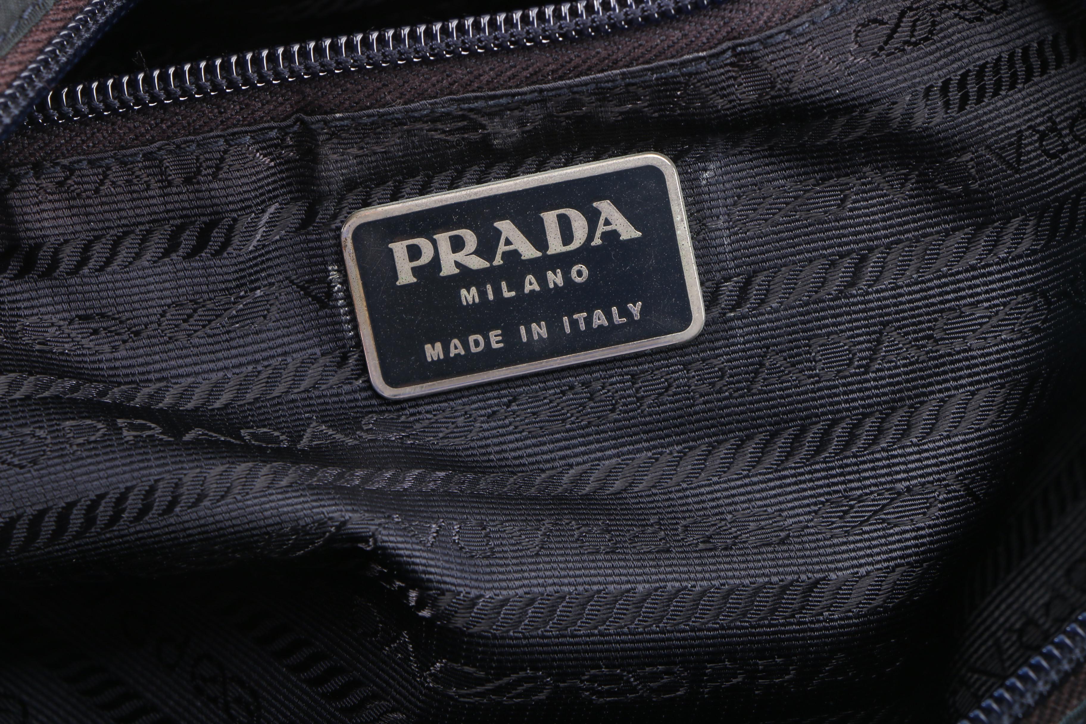 Prada Shoulder Bag in Black Tessuto Nylon and Canvas, Vintage