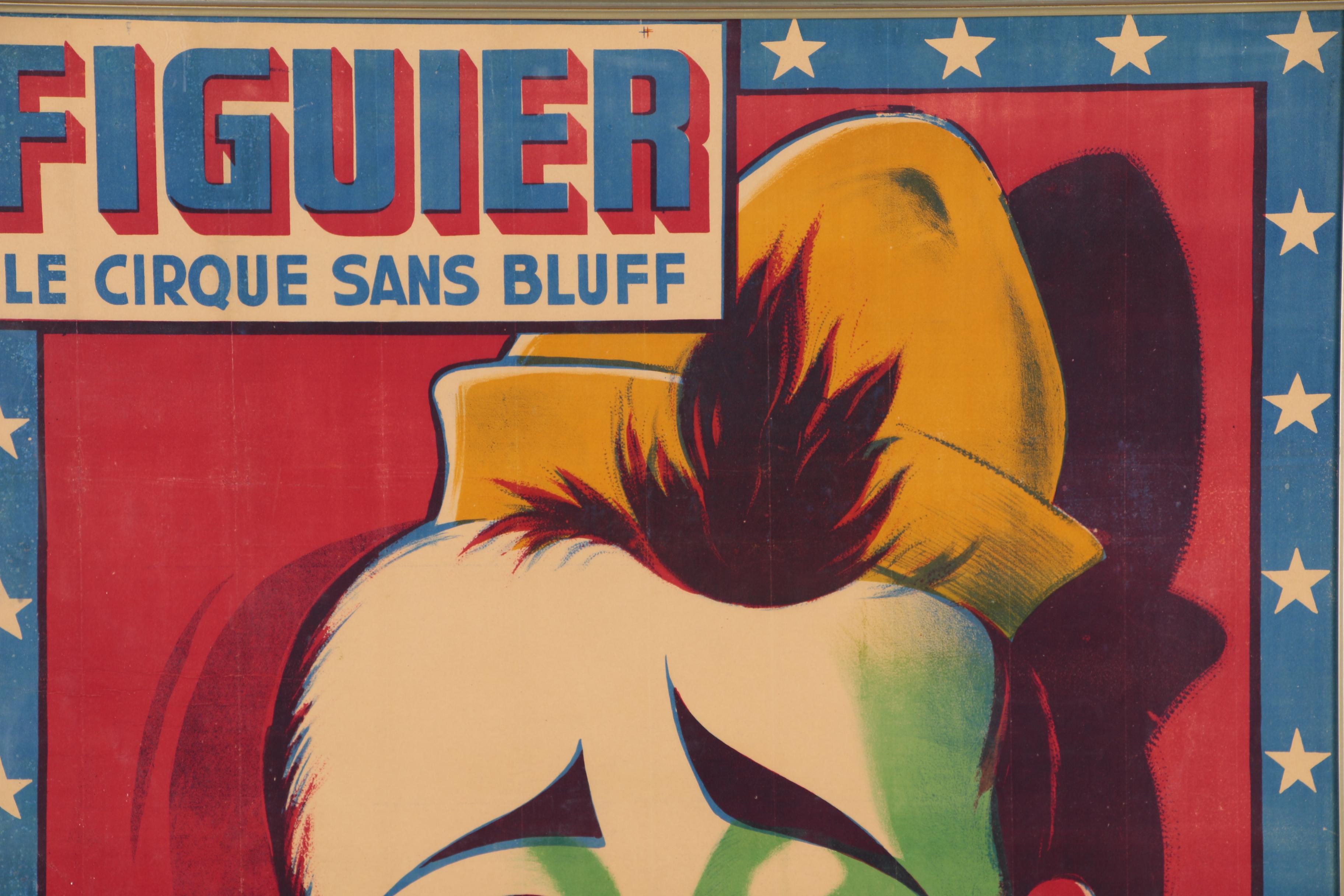 "Figuier: Le Cirque sans Bluff" Lithographic Circus Poster, Mid 20th Century