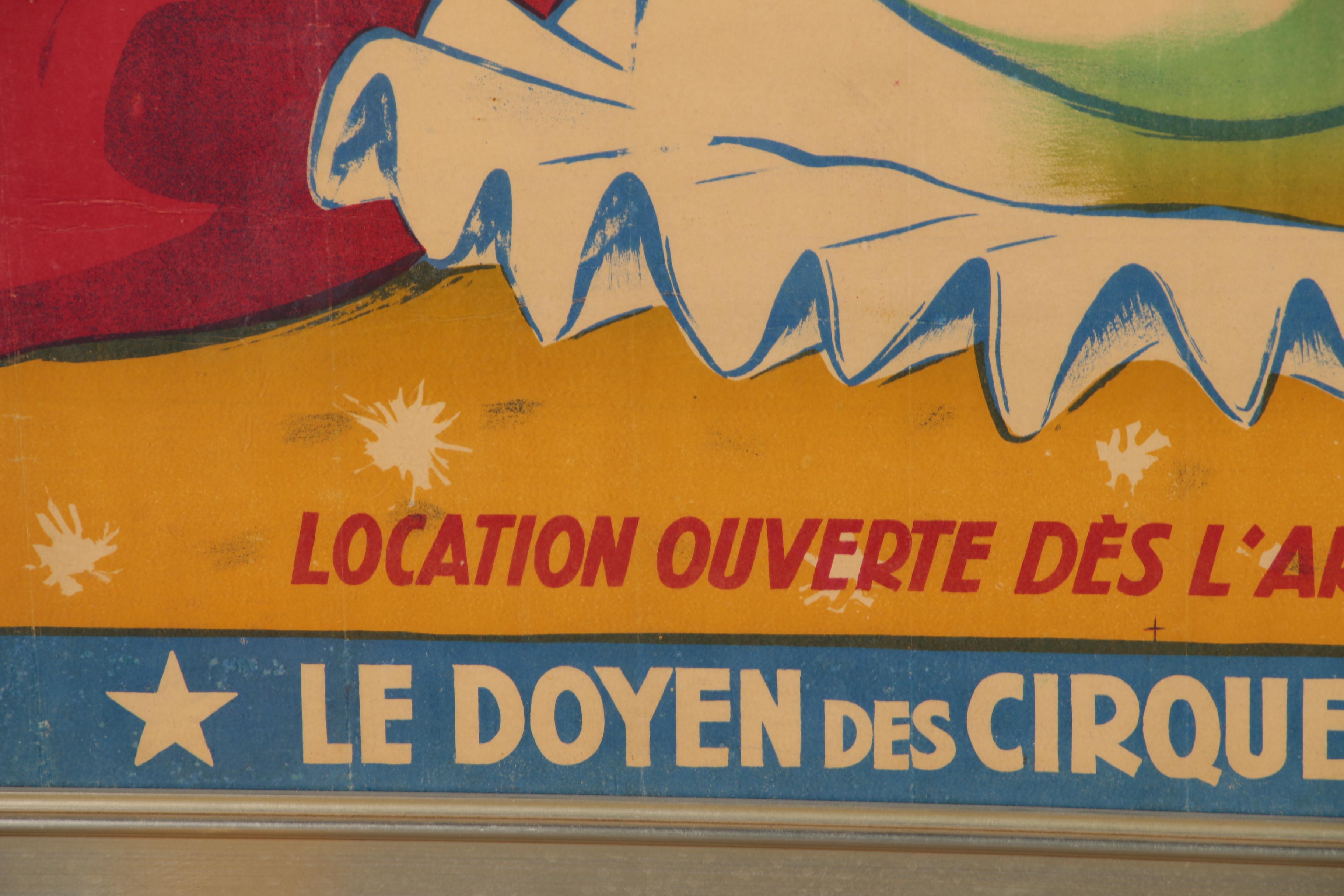 "Figuier: Le Cirque sans Bluff" Lithographic Circus Poster, Mid 20th Century