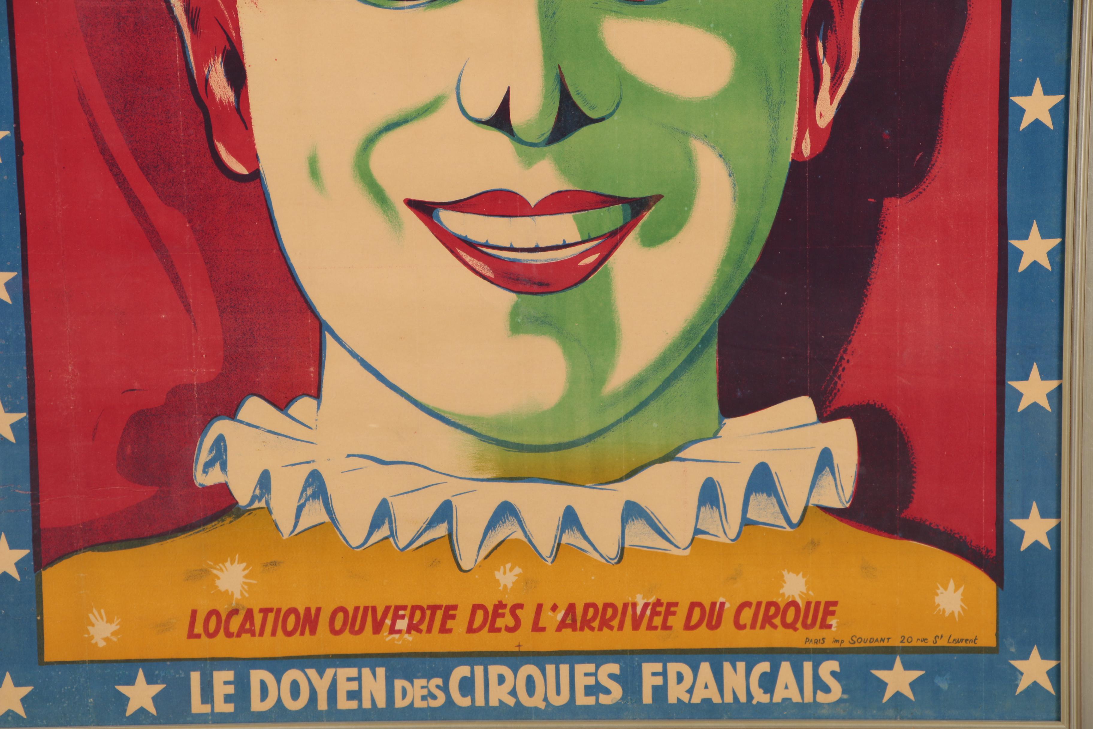 "Figuier: Le Cirque sans Bluff" Lithographic Circus Poster, Mid 20th Century