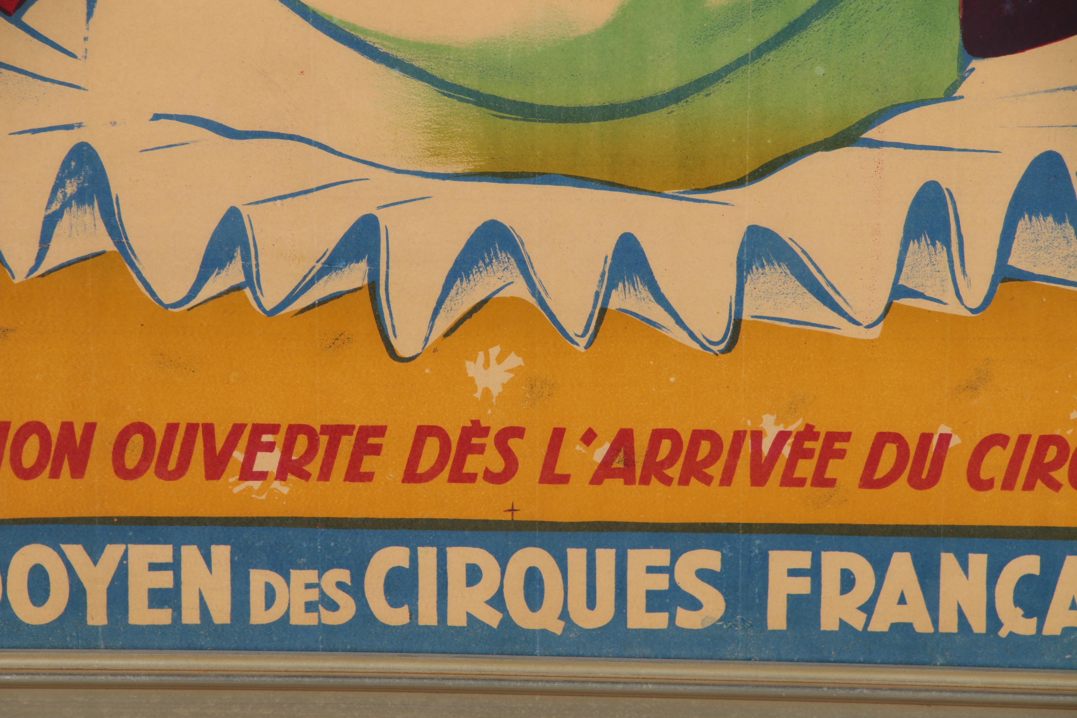 "Figuier: Le Cirque sans Bluff" Lithographic Circus Poster, Mid 20th Century
