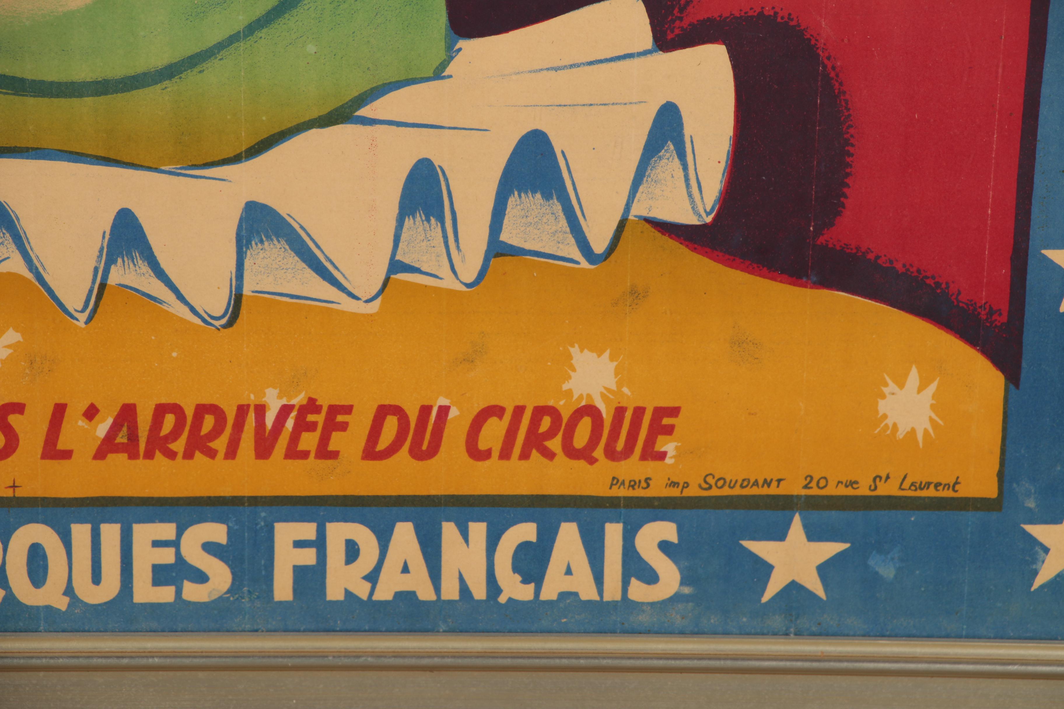 "Figuier: Le Cirque sans Bluff" Lithographic Circus Poster, Mid 20th Century
