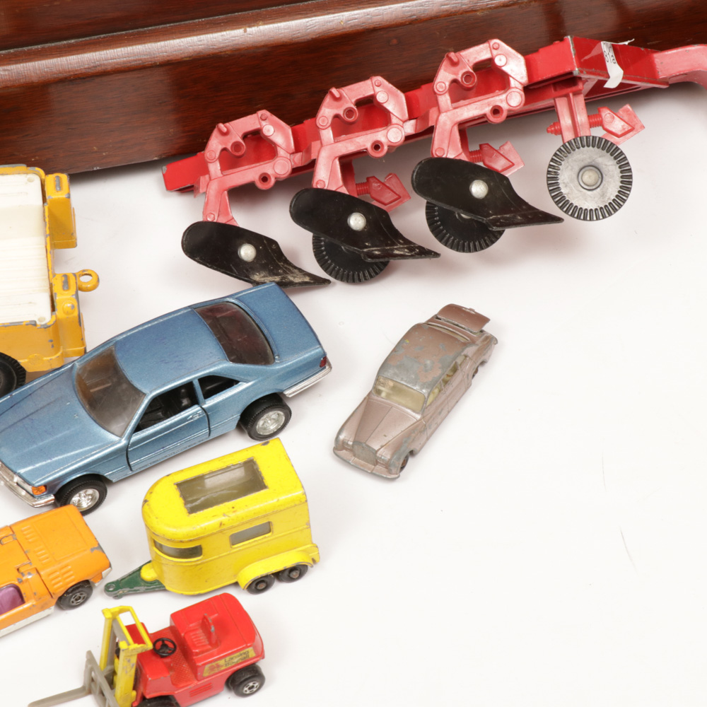 GI Joe, Diecast Cars, Peewee Herman and Toy Story Toys in Wooden Toy Box