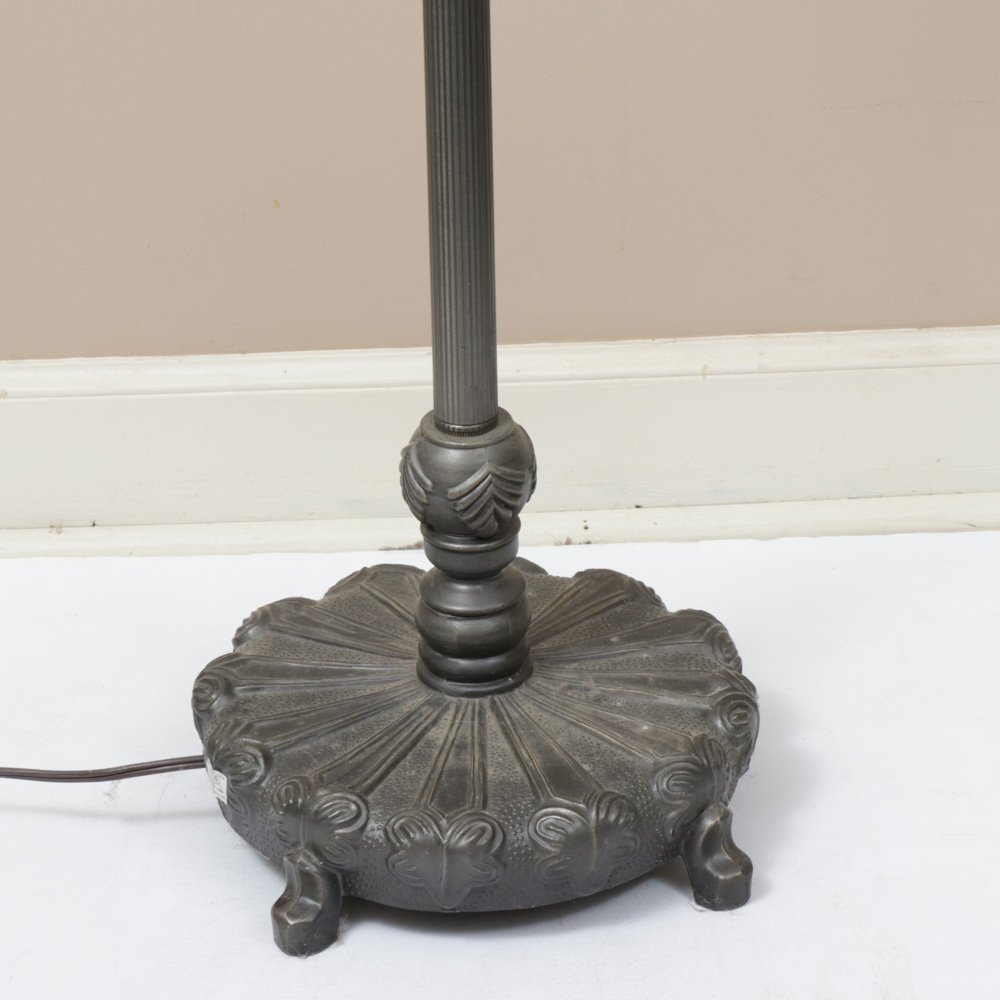 Tiffany-Style Slag Glass Dragonfly Motif Torchiere Floor Lamp