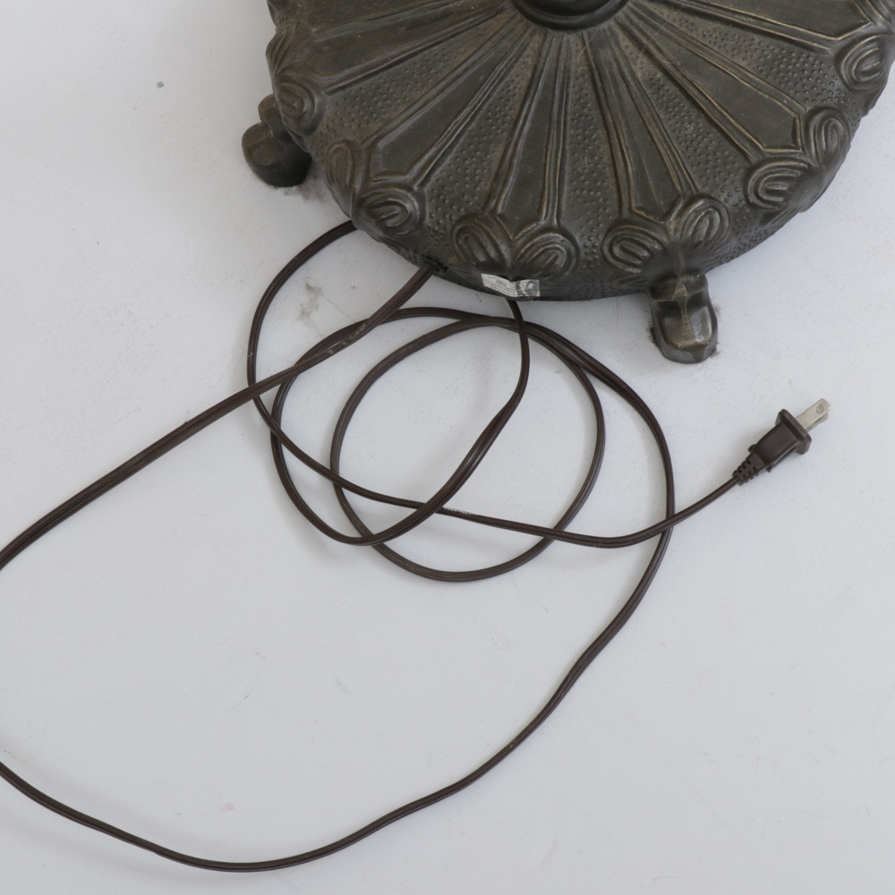 Tiffany-Style Slag Glass Dragonfly Motif Torchiere Floor Lamp