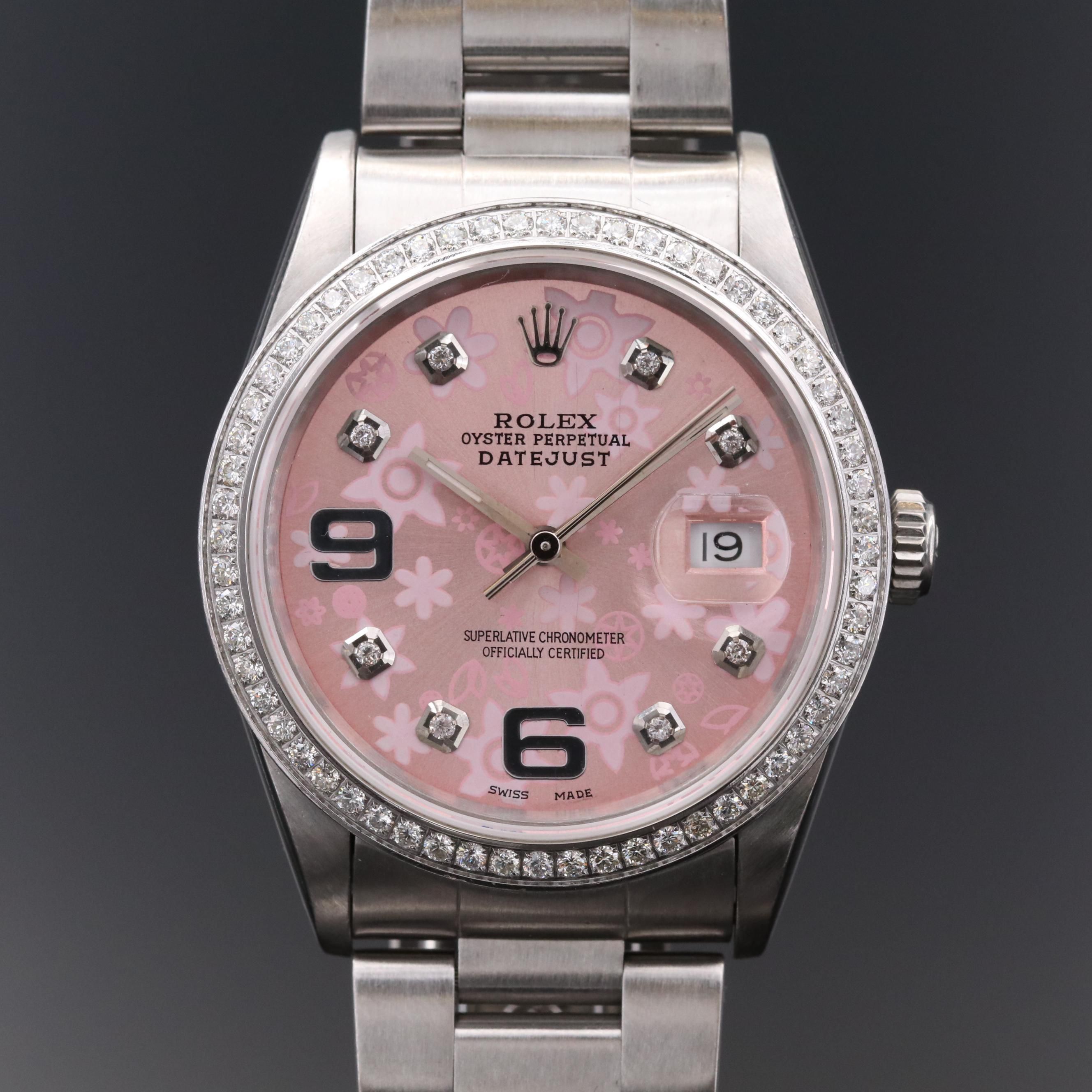 Rolex Datejust Stainless Steel 1.28 CTW Diamond Watch, 1991