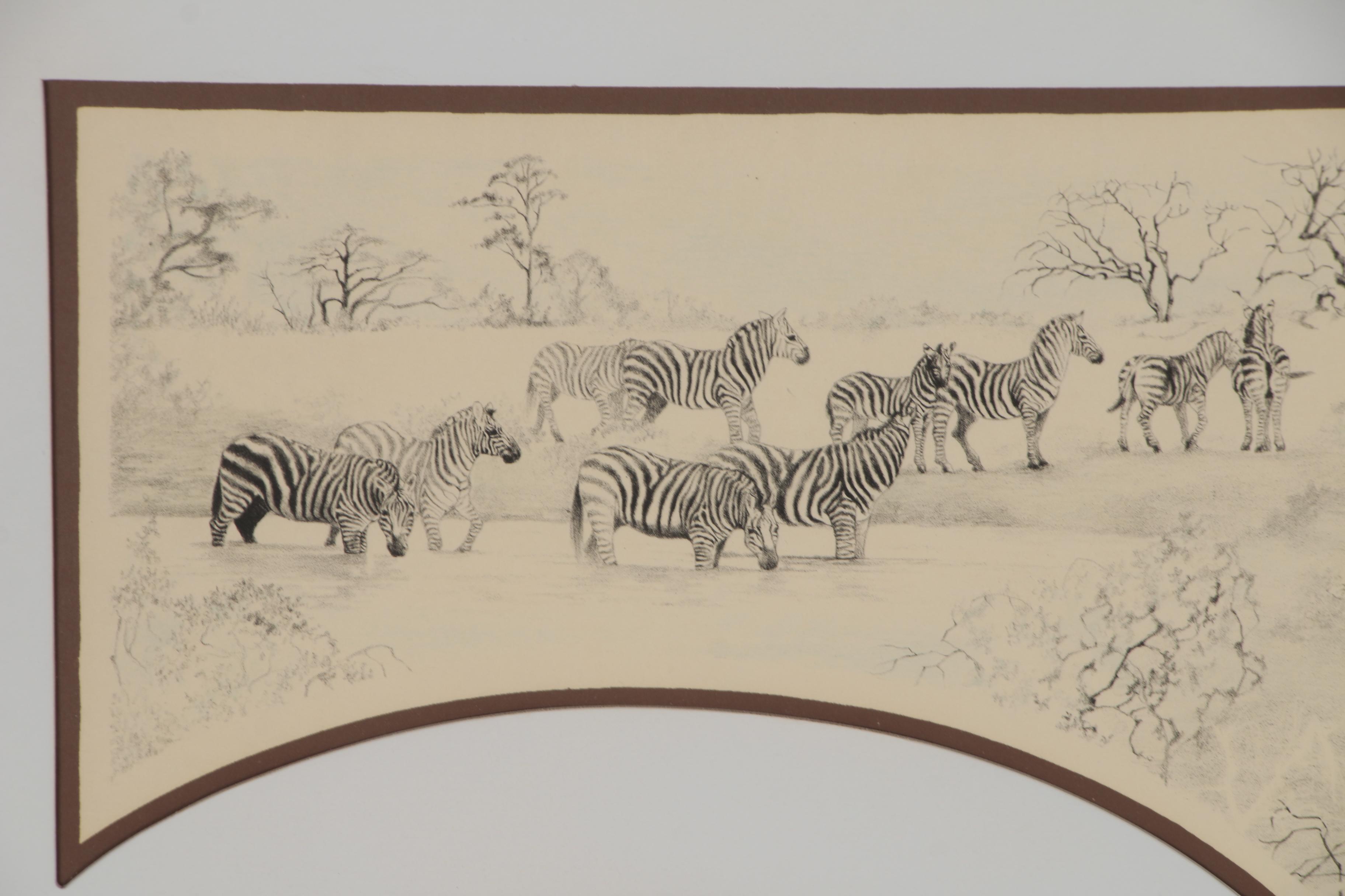 Polly Chase Lithograph of Zebras