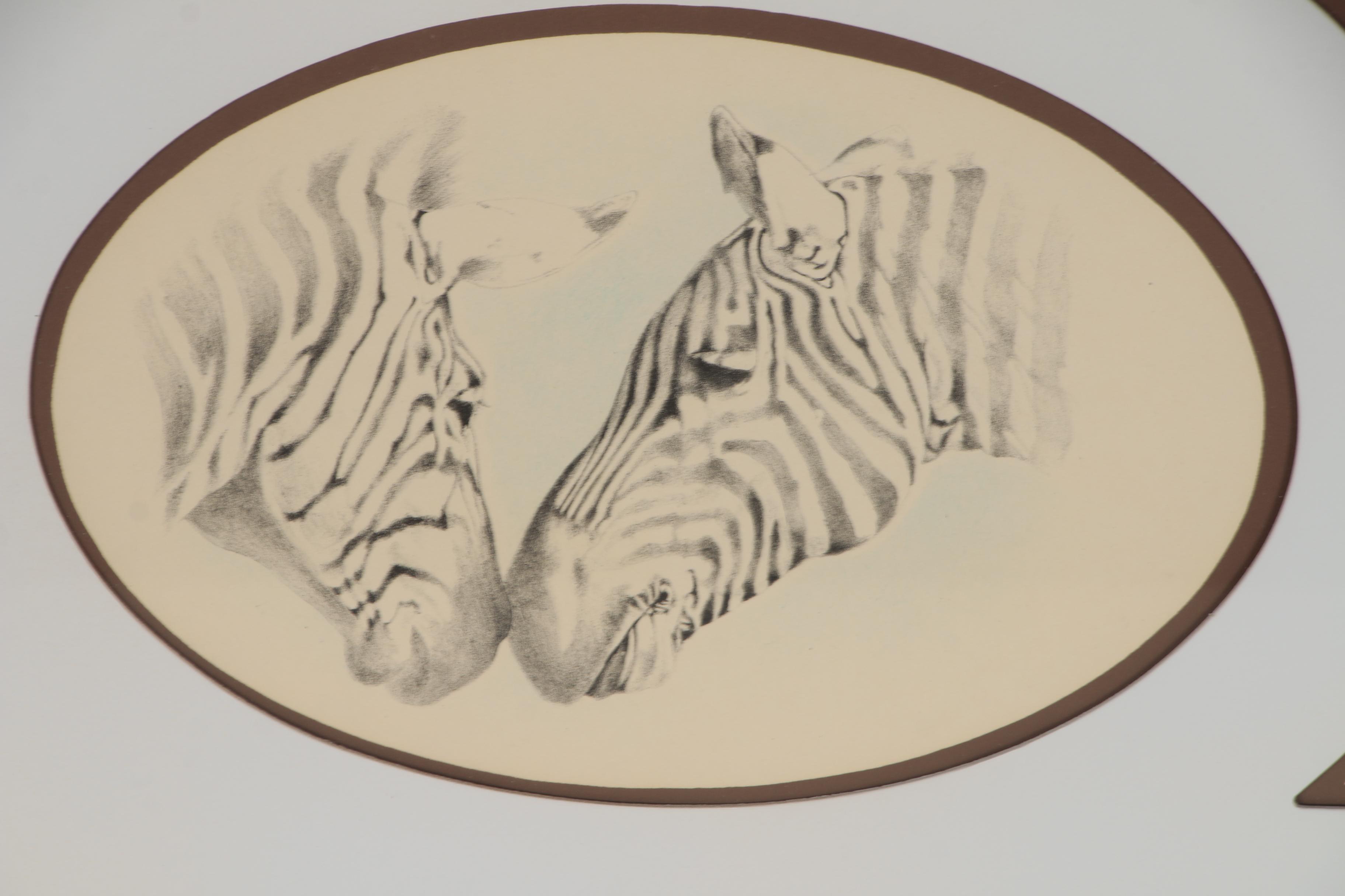 Polly Chase Lithograph of Zebras