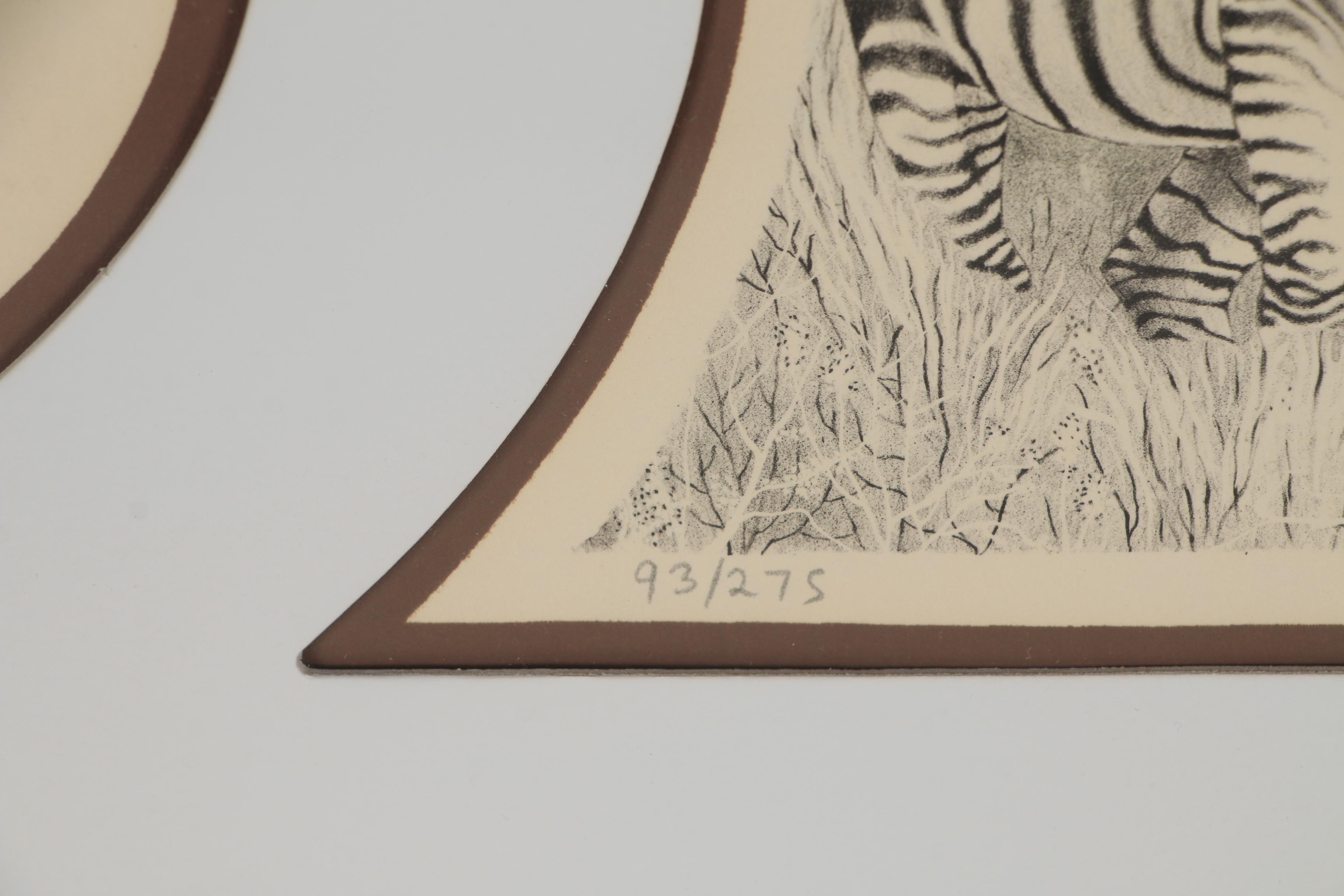 Polly Chase Lithograph of Zebras