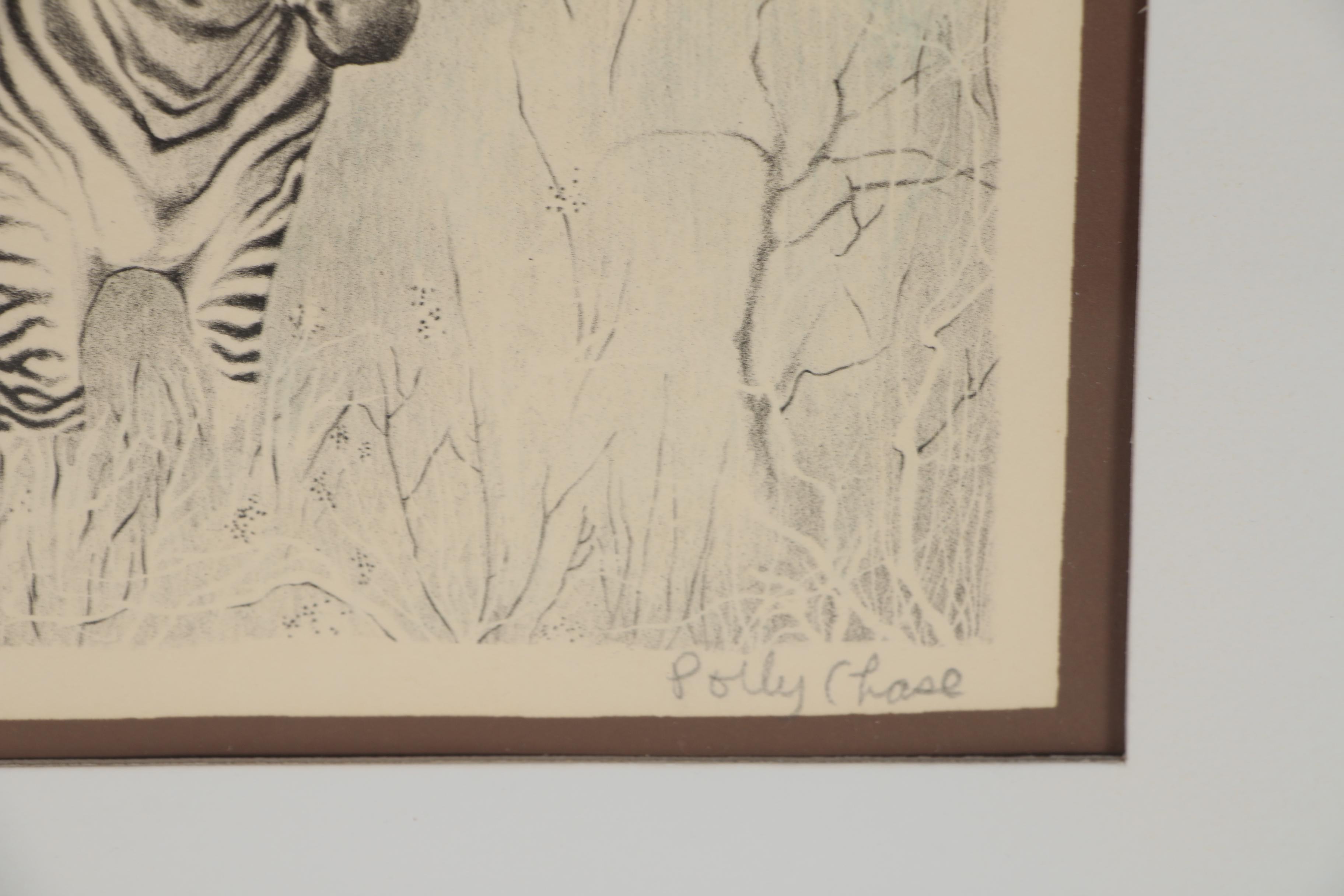 Polly Chase Lithograph of Zebras
