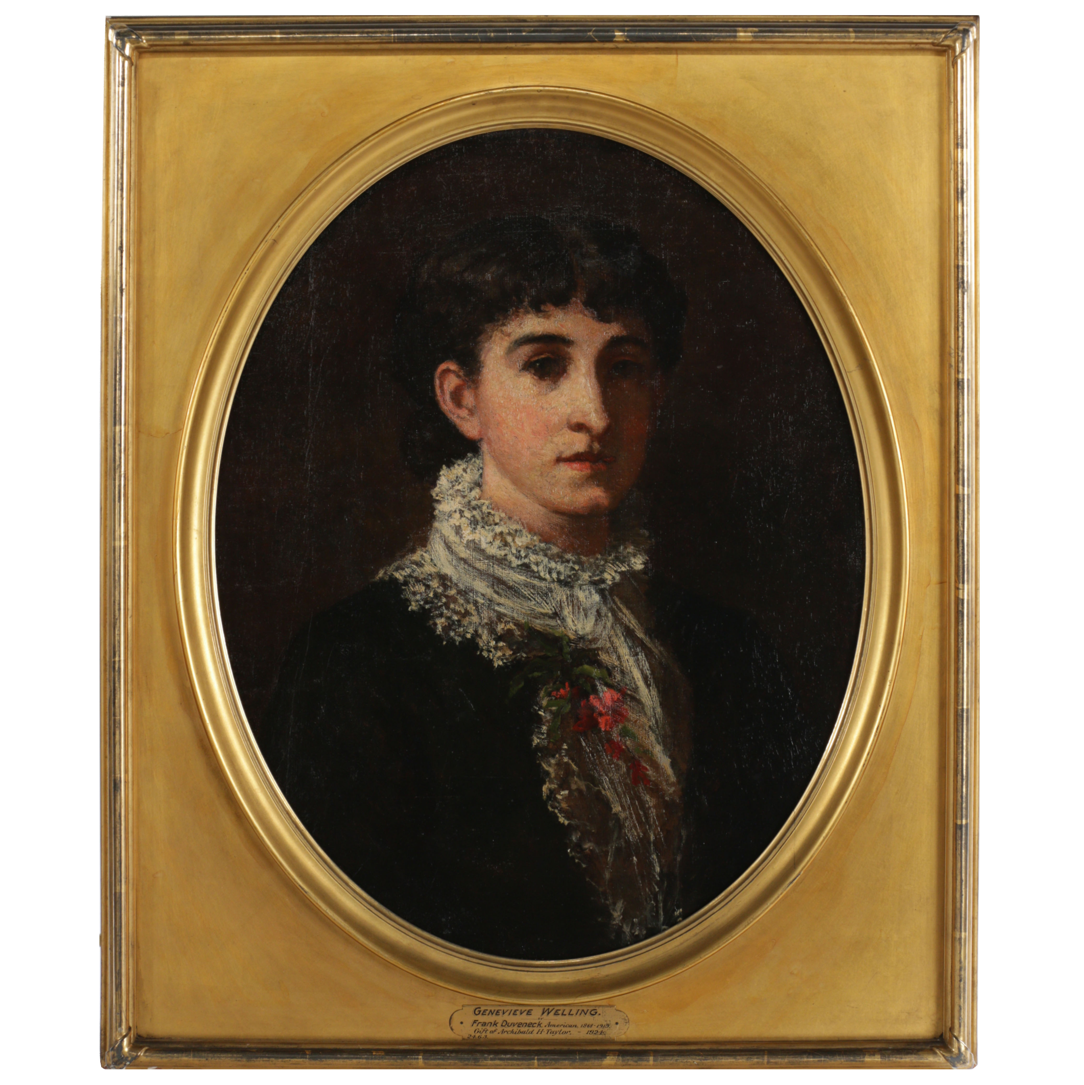 Frank Duveneck Oil Painting Portrait "Genevieve Welling", Late 19th Century