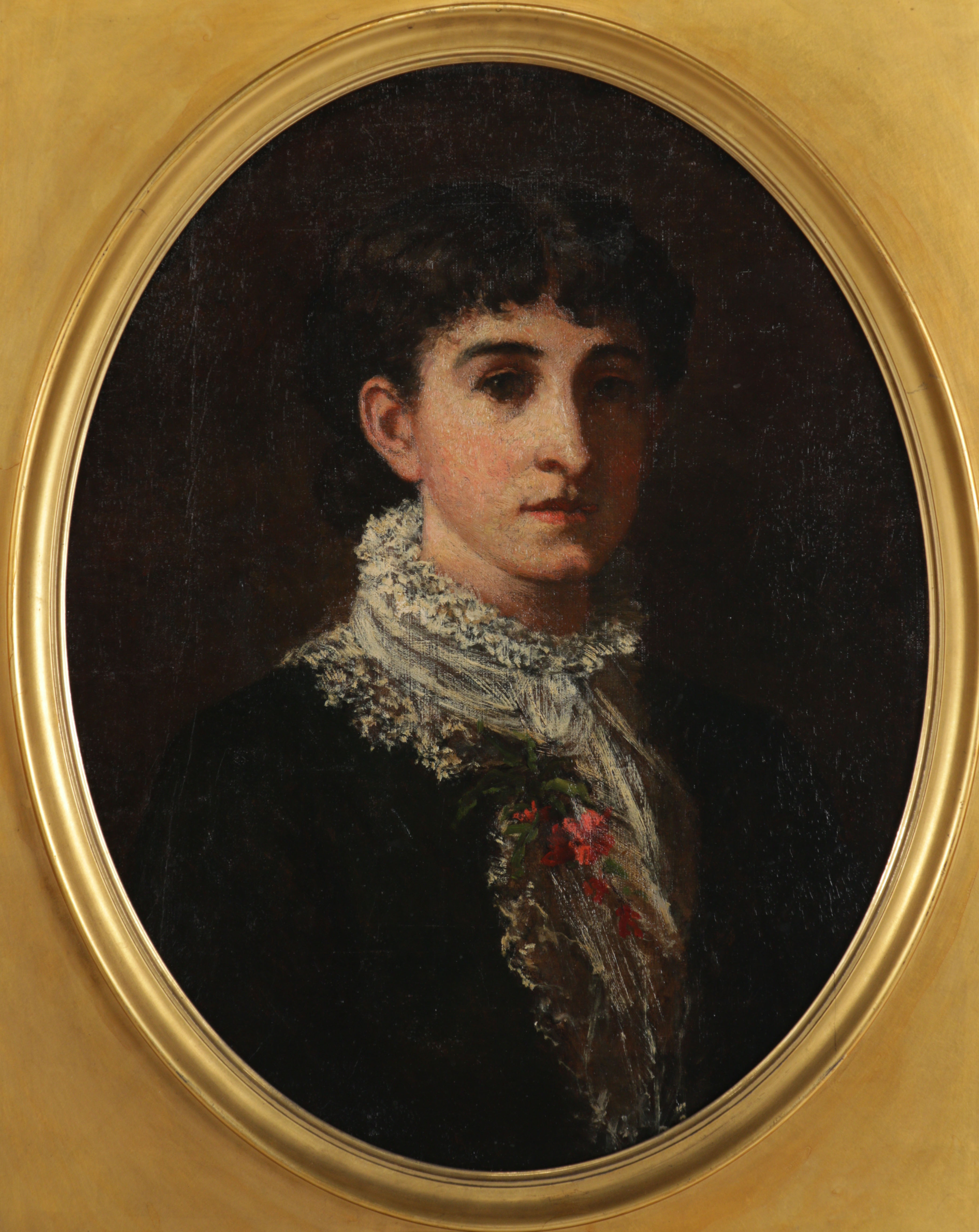 Frank Duveneck Oil Painting Portrait "Genevieve Welling", Late 19th Century