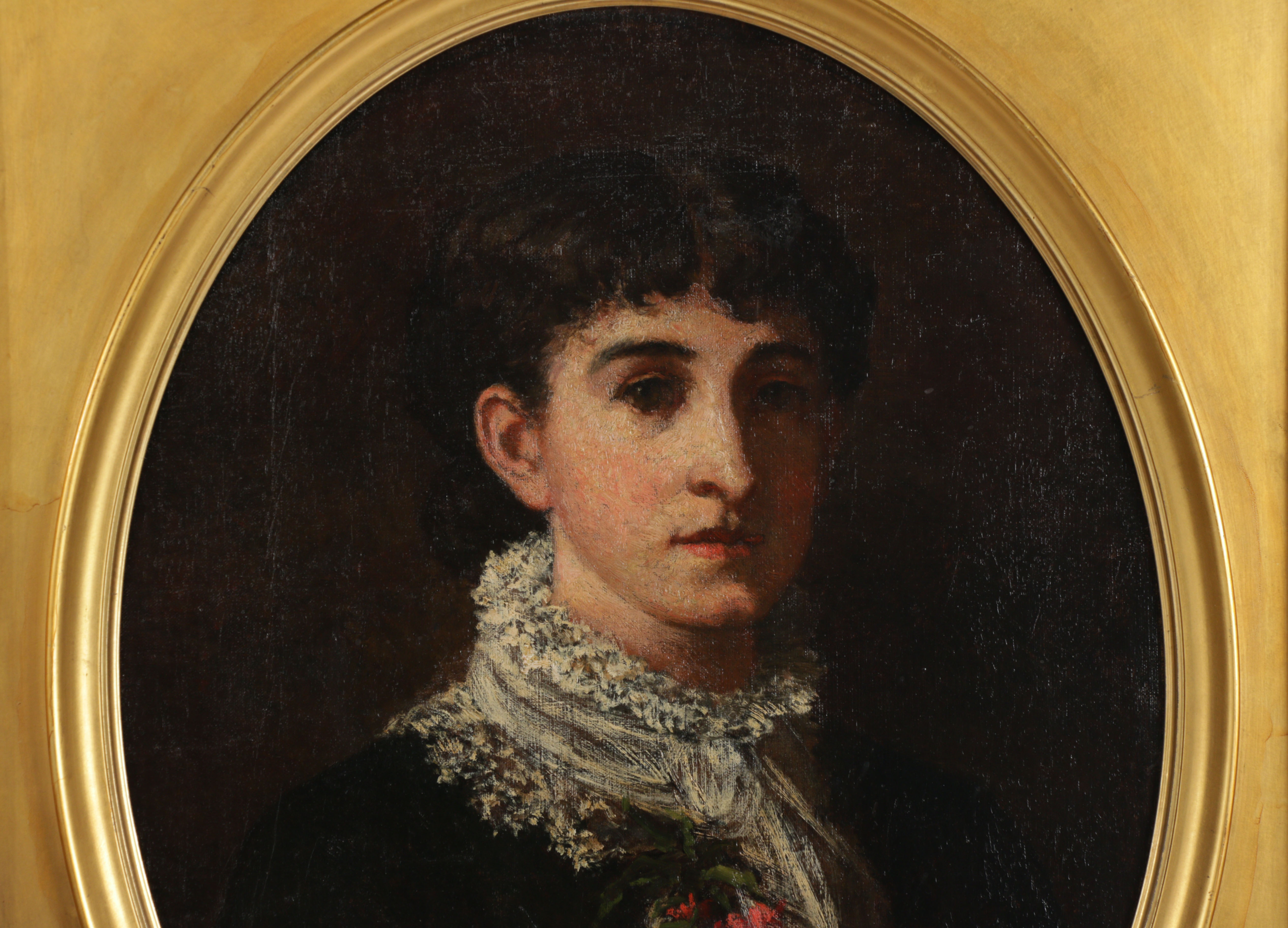 Frank Duveneck Oil Painting Portrait "Genevieve Welling", Late 19th Century