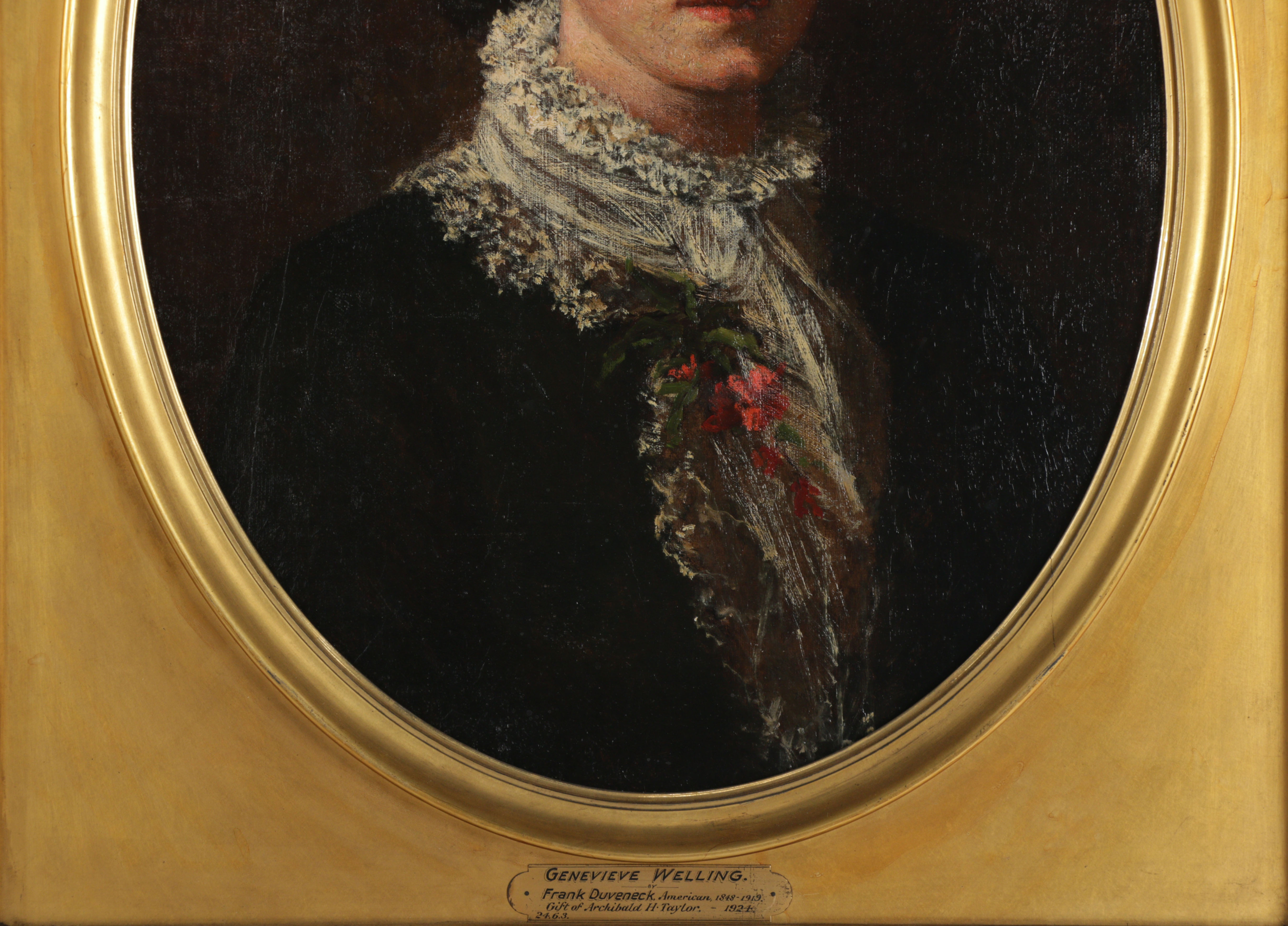 Frank Duveneck Oil Painting Portrait "Genevieve Welling", Late 19th Century