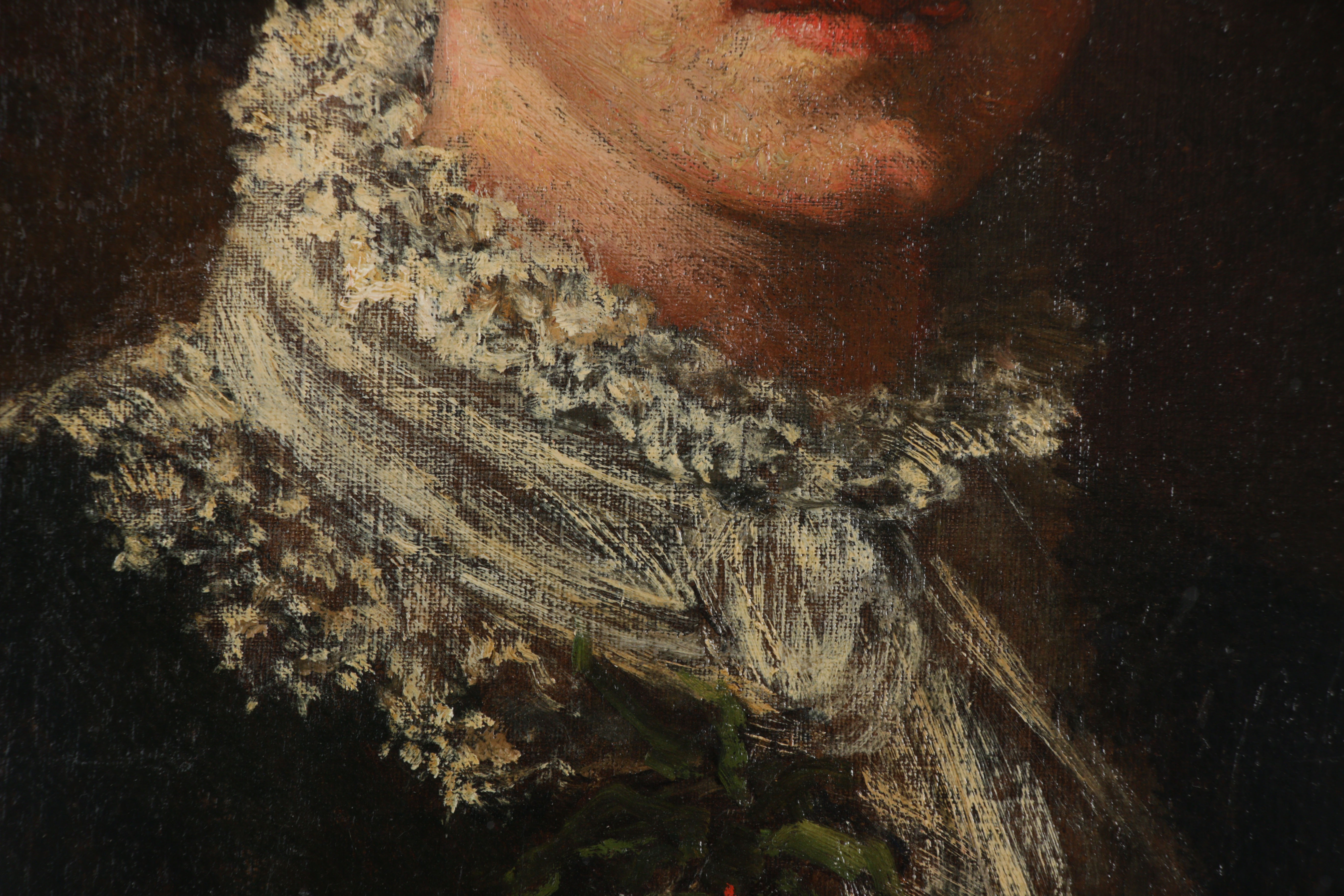 Frank Duveneck Oil Painting Portrait "Genevieve Welling", Late 19th Century