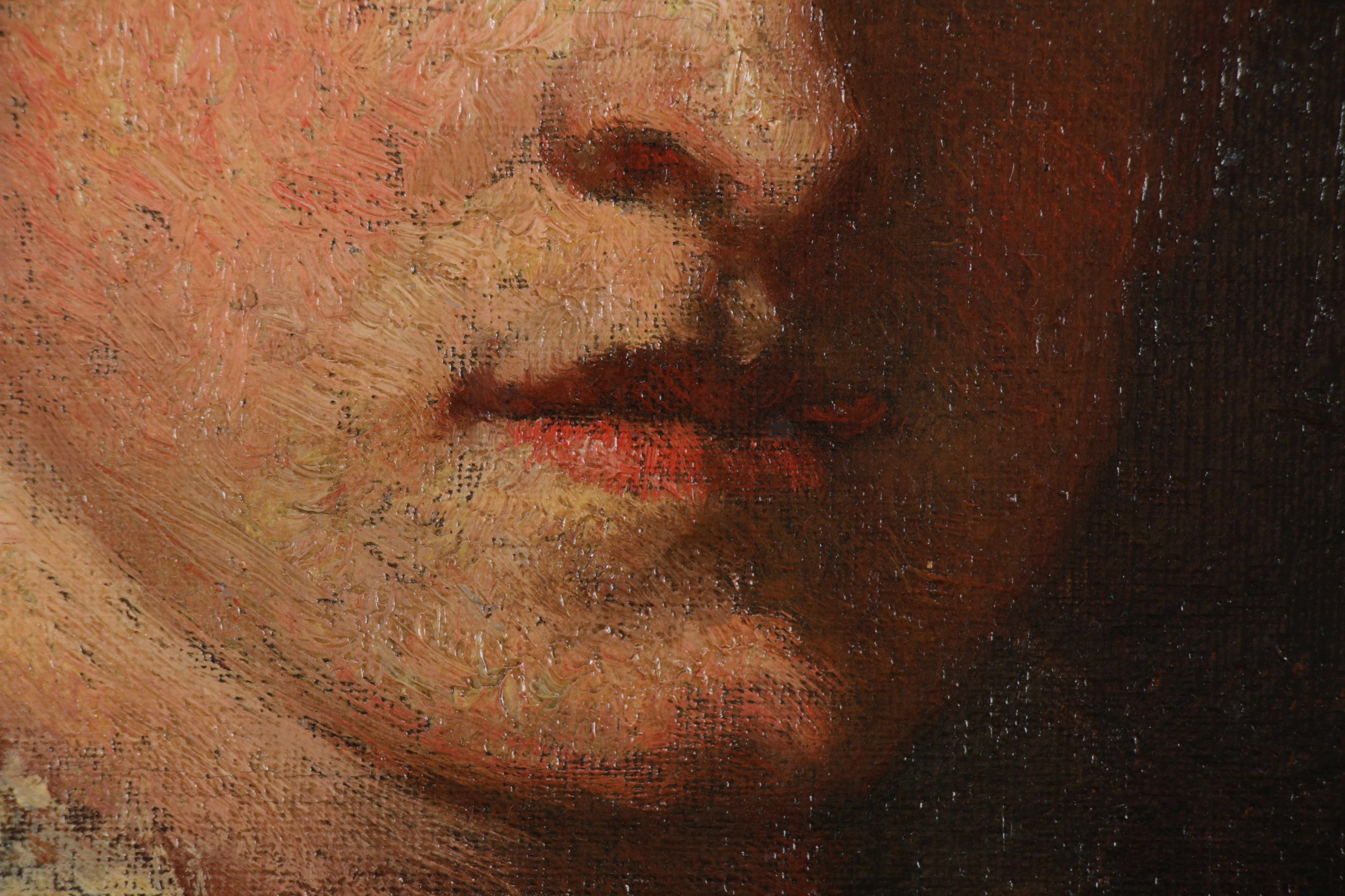 Frank Duveneck Oil Painting Portrait "Genevieve Welling", Late 19th Century