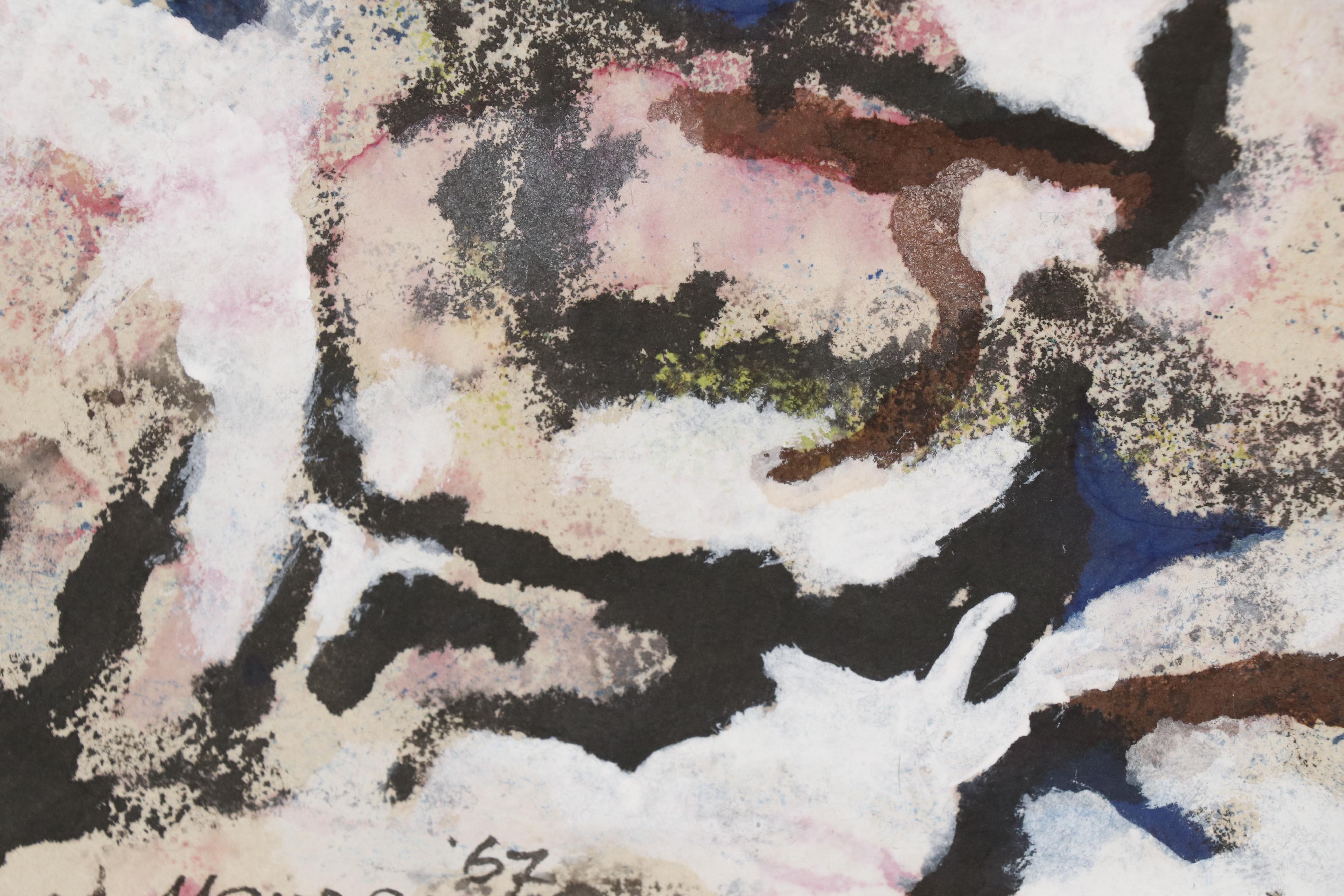 Leonard Maurer Mixed Media Painting "Beginnings", 1967