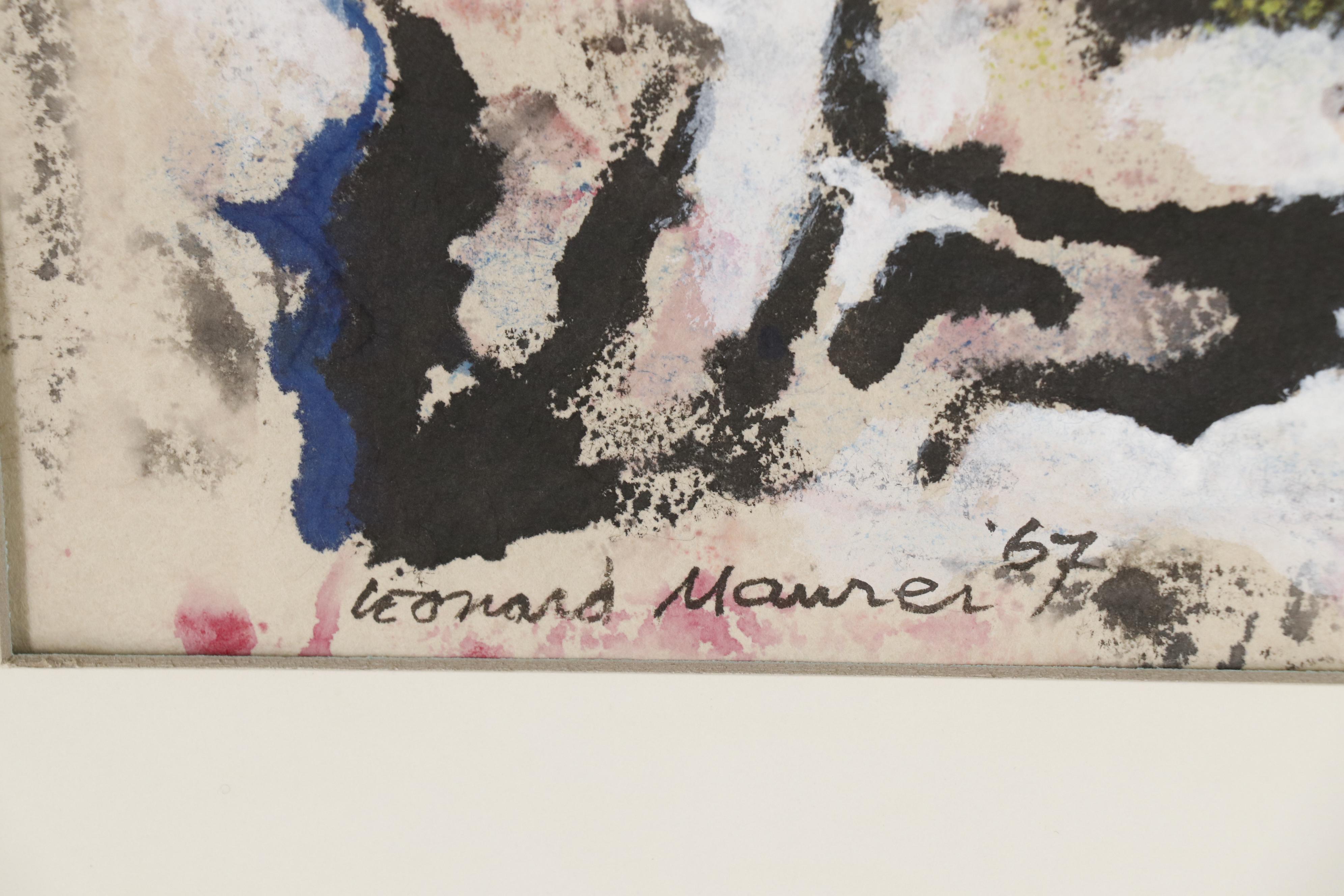 Leonard Maurer Mixed Media Painting "Beginnings", 1967