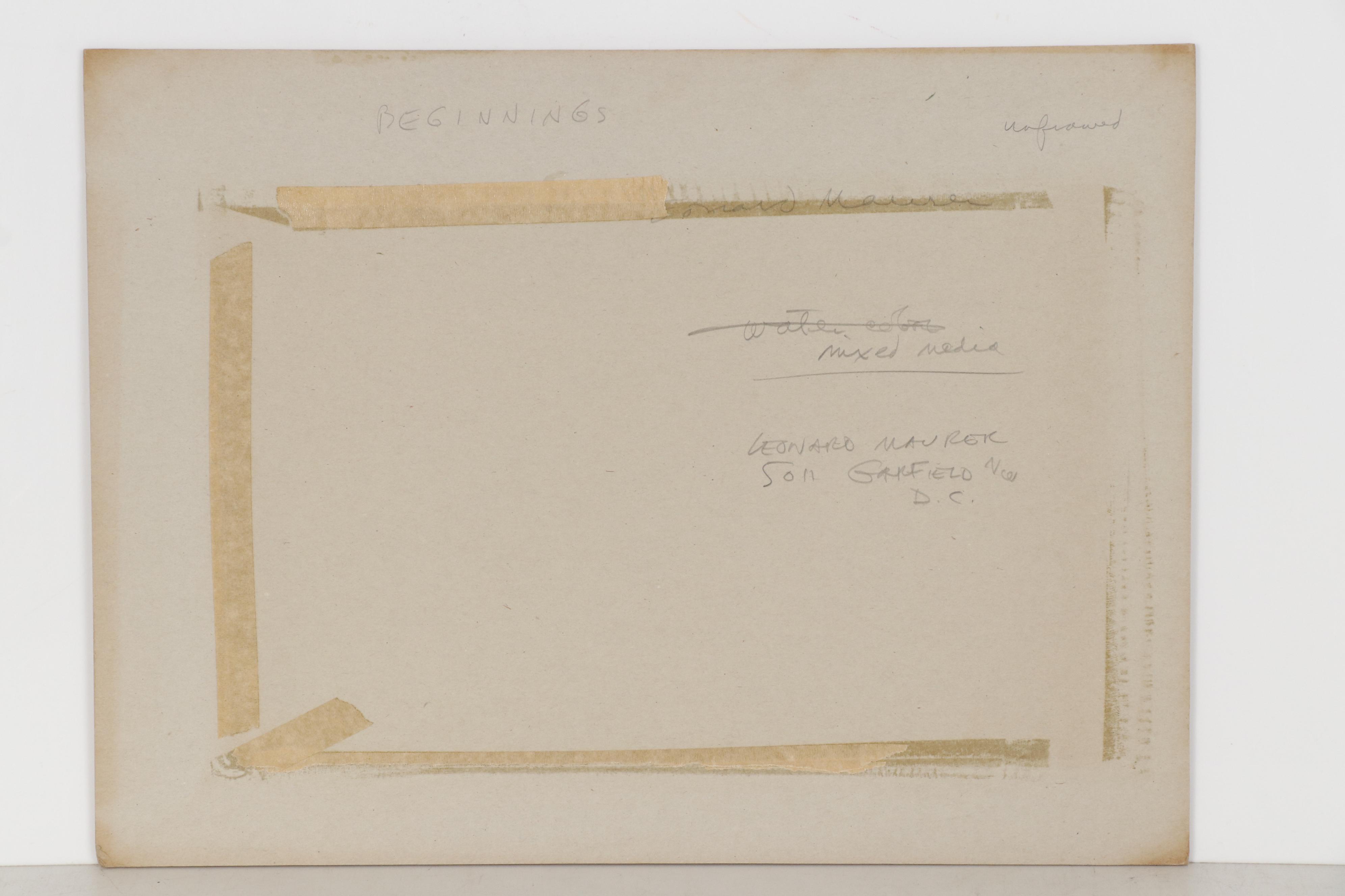 Leonard Maurer Mixed Media Painting "Beginnings", 1967