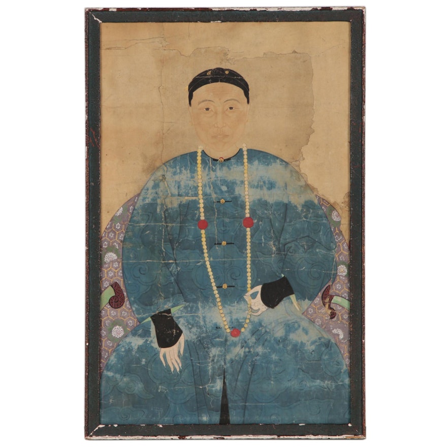 Qing Dynasty Chinese Ancestral Portrait Painting