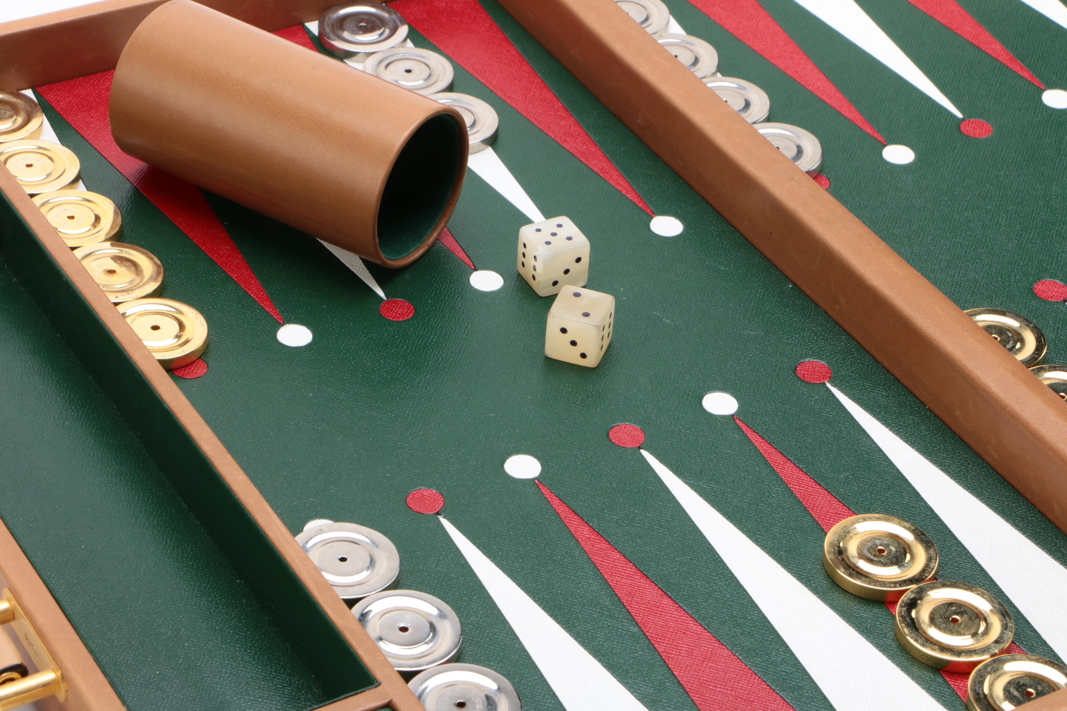 Gucci Backgammon Travel Set in Tan Pigskin Leather, 1970s Vintage