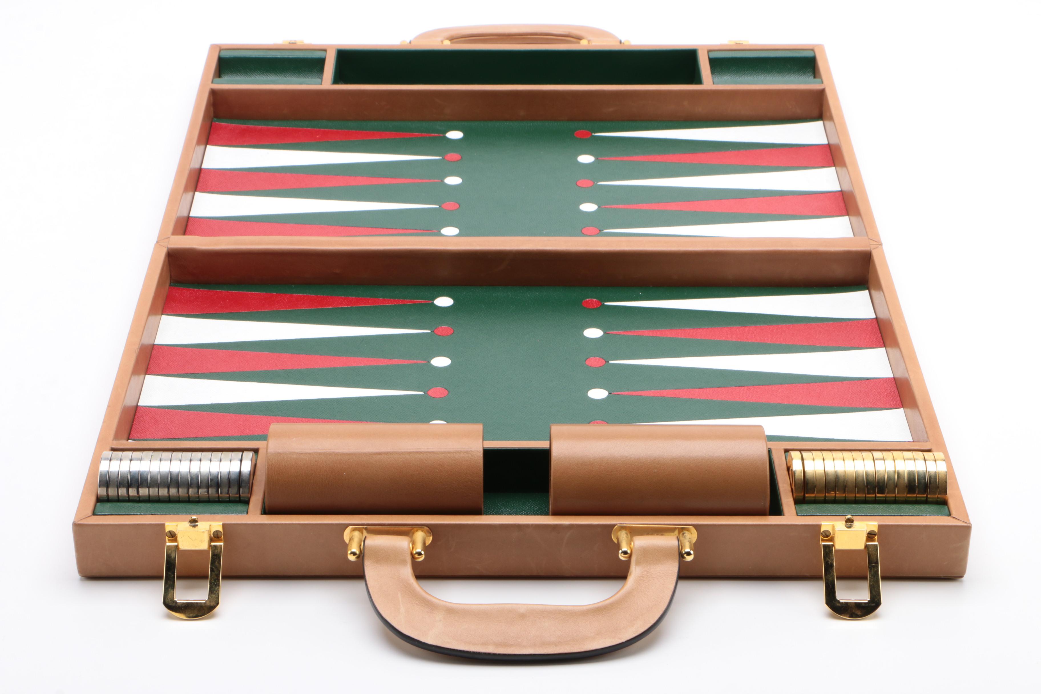 Gucci Backgammon Travel Set in Tan Pigskin Leather, 1970s Vintage