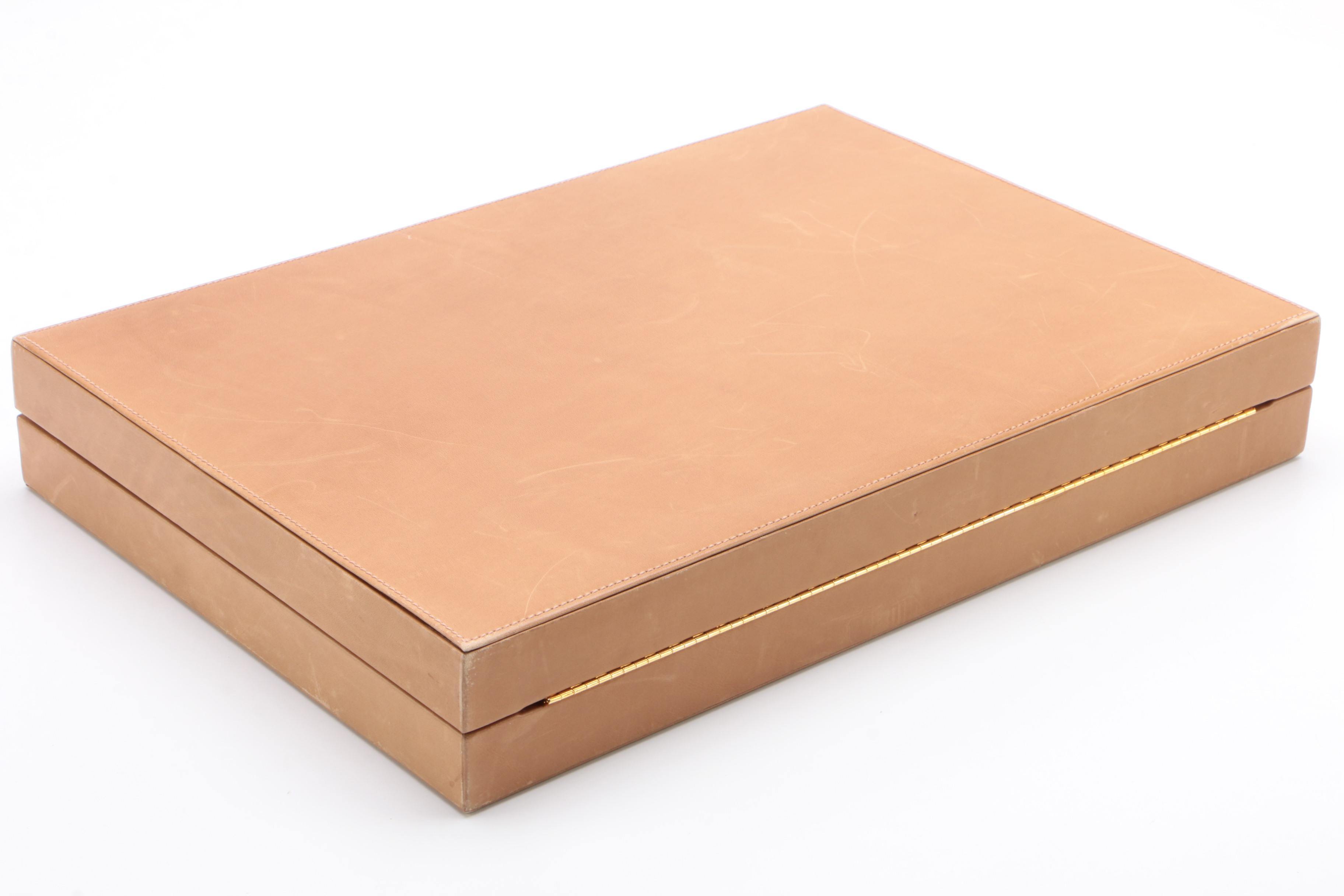 Gucci Backgammon Travel Set in Tan Pigskin Leather, 1970s Vintage