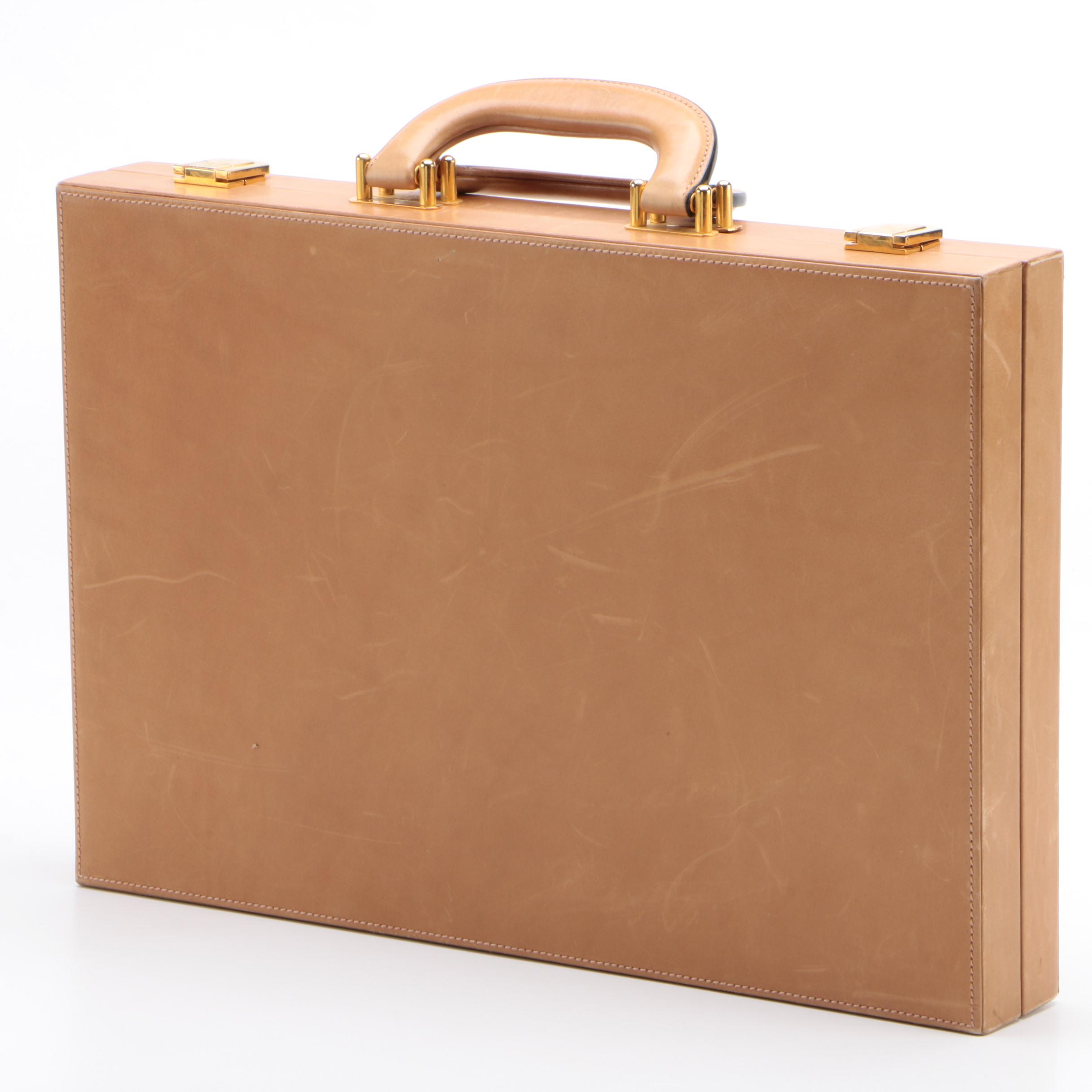 Gucci Backgammon Travel Set in Tan Pigskin Leather, 1970s Vintage