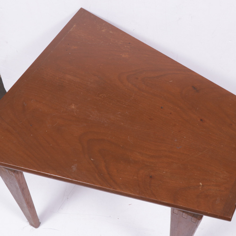 Mid Century Modern Walnut Veneered Wedge-Shaped Side Table