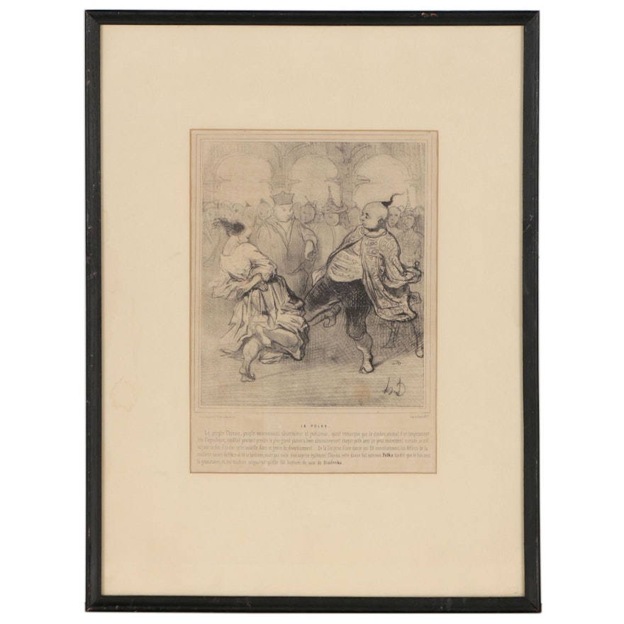 Honoré Daumier Lithograph "La Polka", 1844