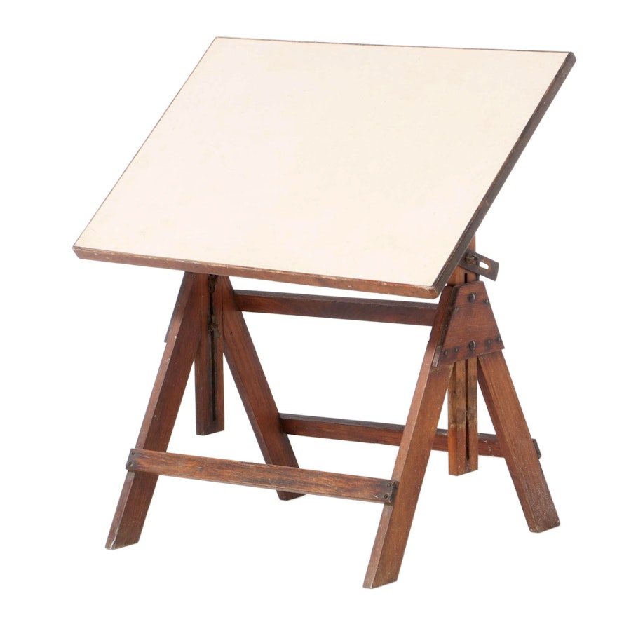 Oak Drafting Table, Mid-20th Century