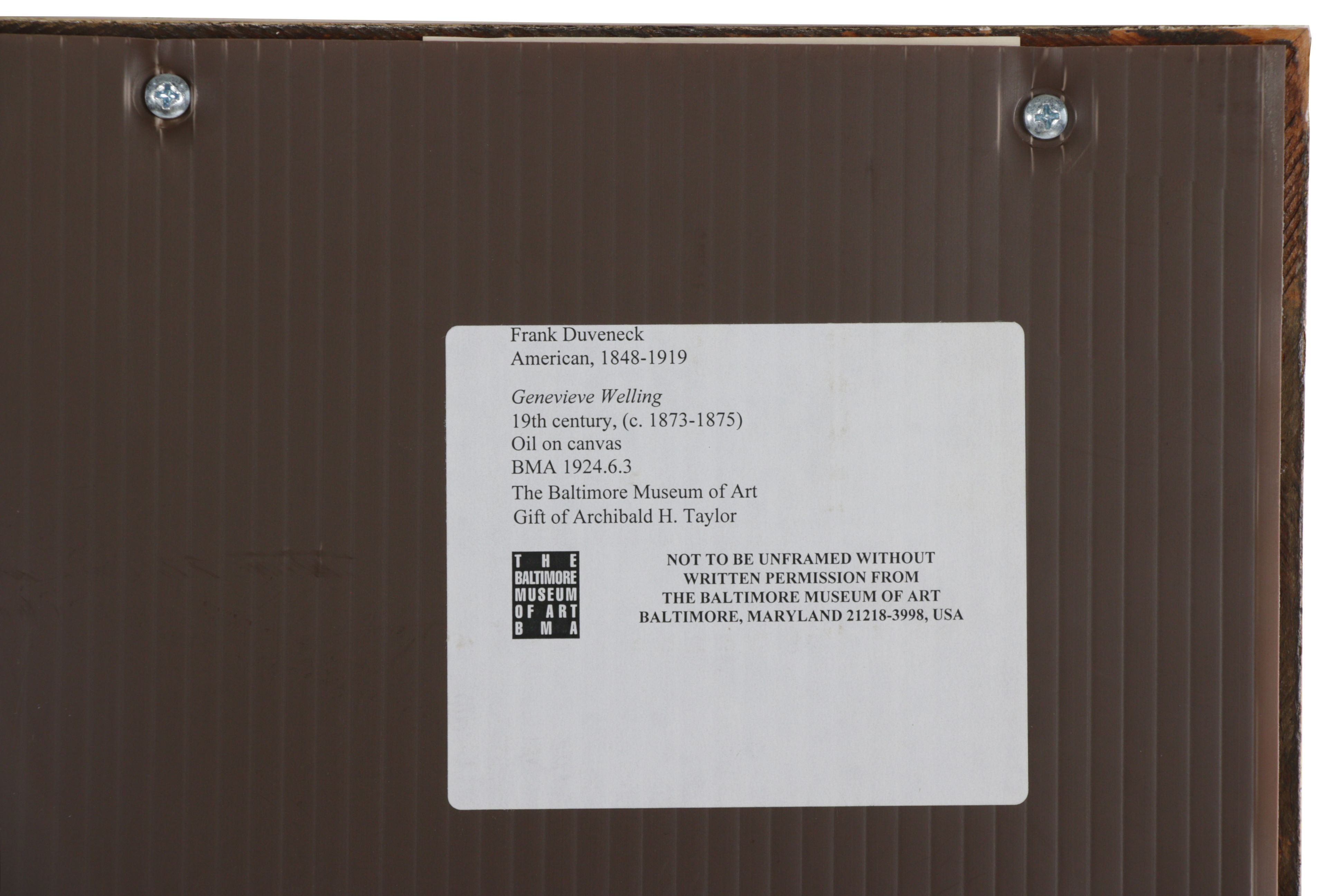 Frank Duveneck Oil Painting Portrait "Genevieve Welling", Late 19th Century