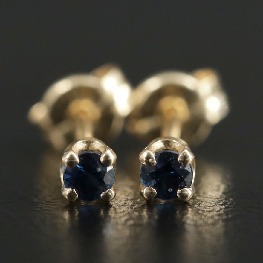 14K Yellow Gold Sapphire Stud Earrings