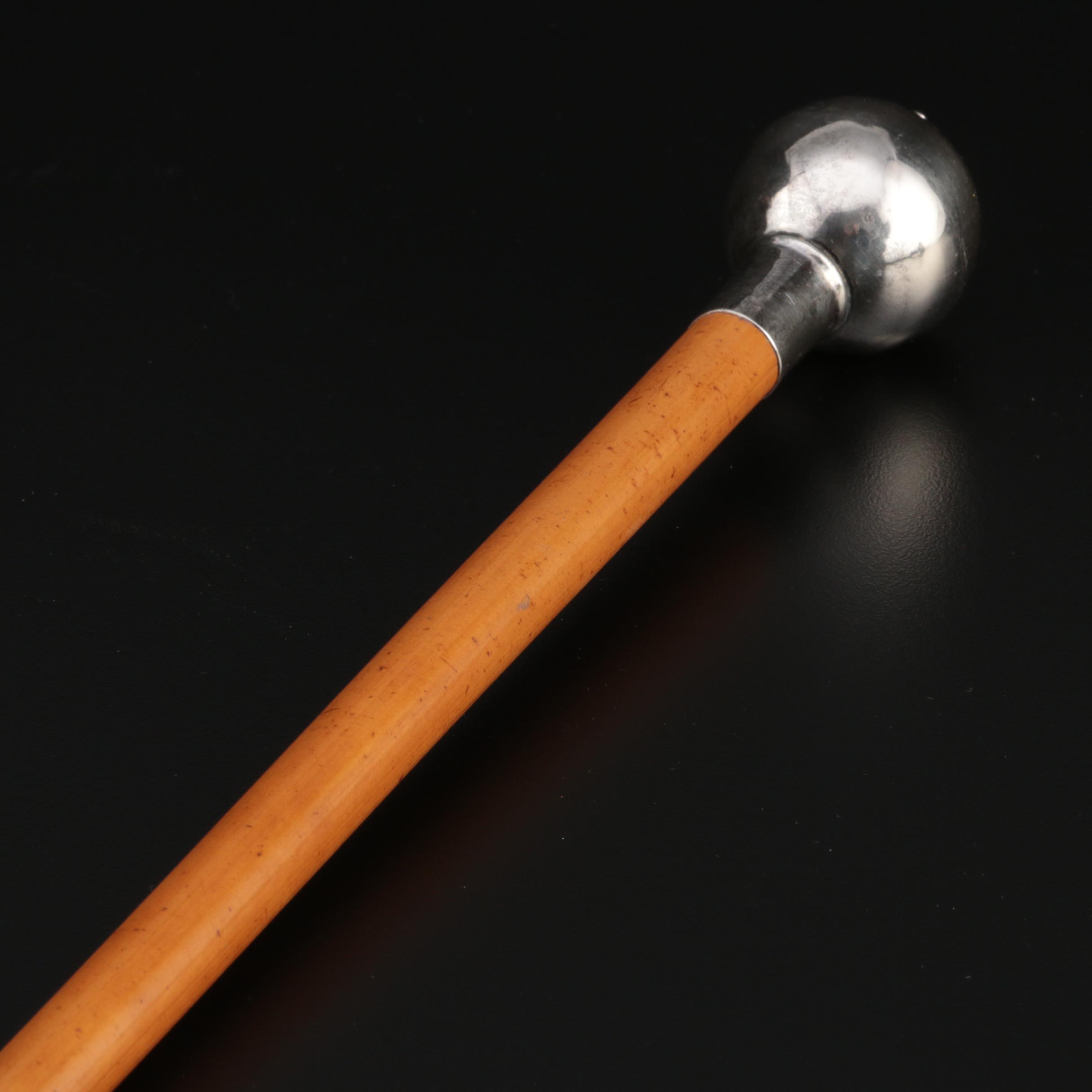 Sterling Silver and Cane Royal Lincolnshire Regiment Swagger Stick