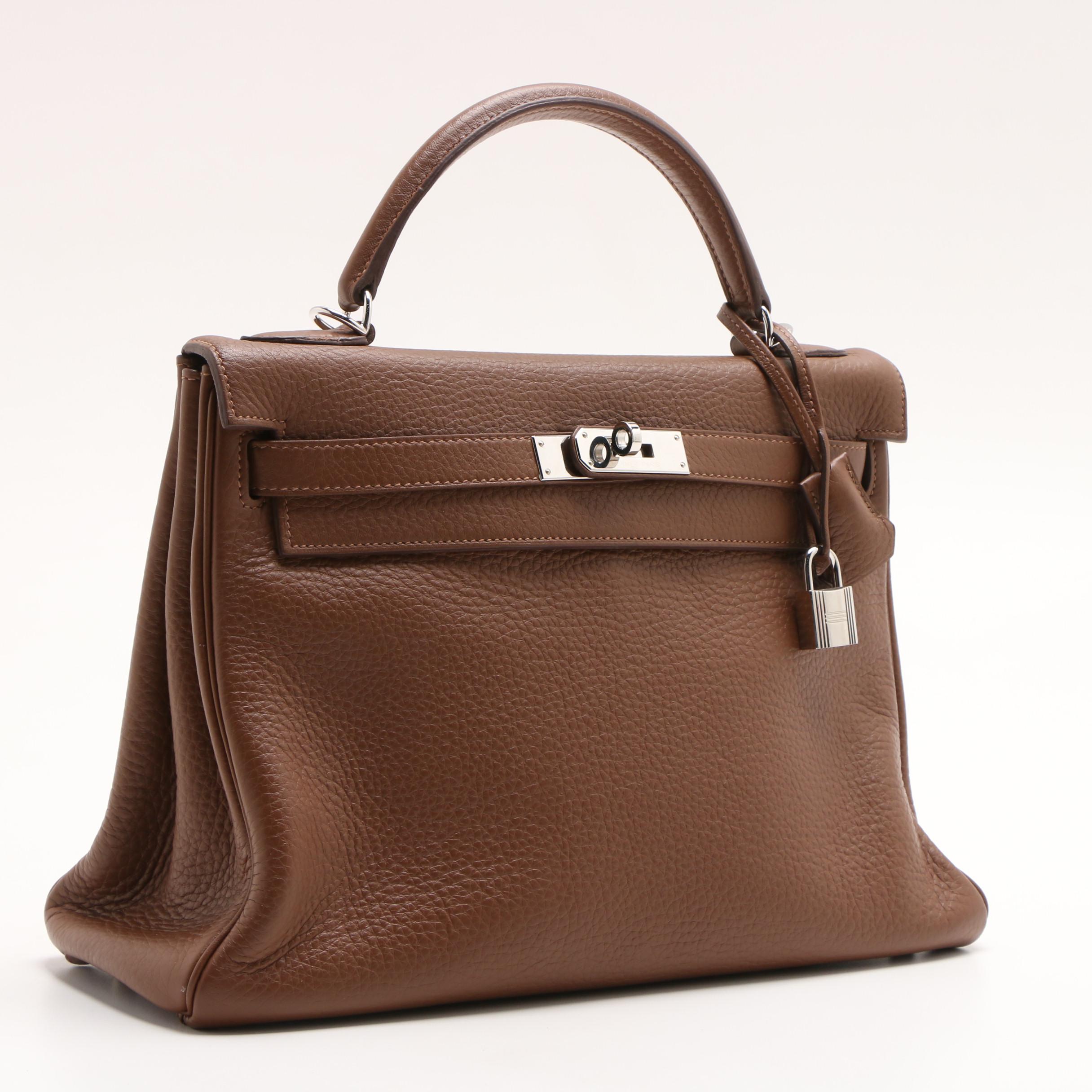 Hermès Paris Kelly Amazone 32 Marron d'Inde Brown Clemence Leather Bag